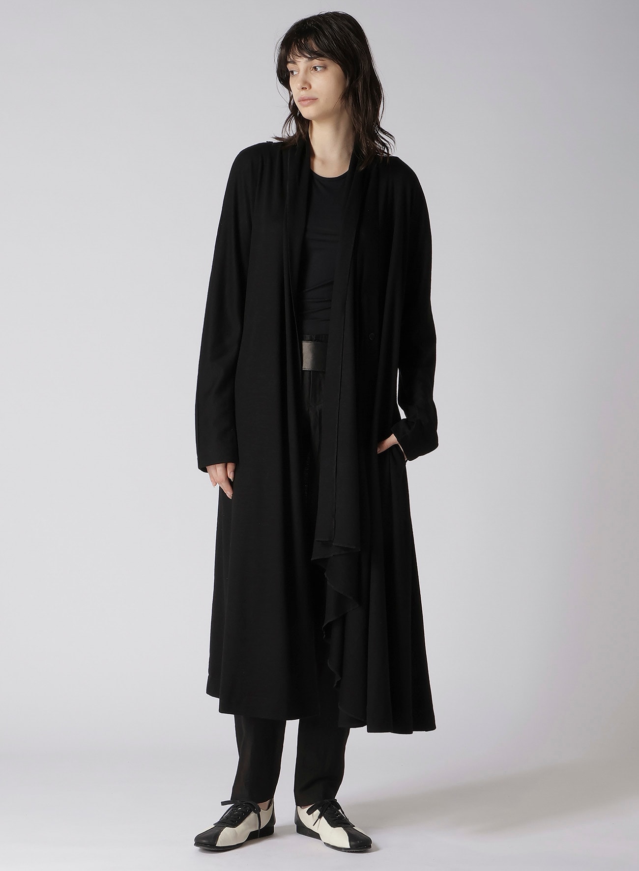 LUMINARY CLEAR SMOOTH STOLE DETAIL LONG CARDIGAN