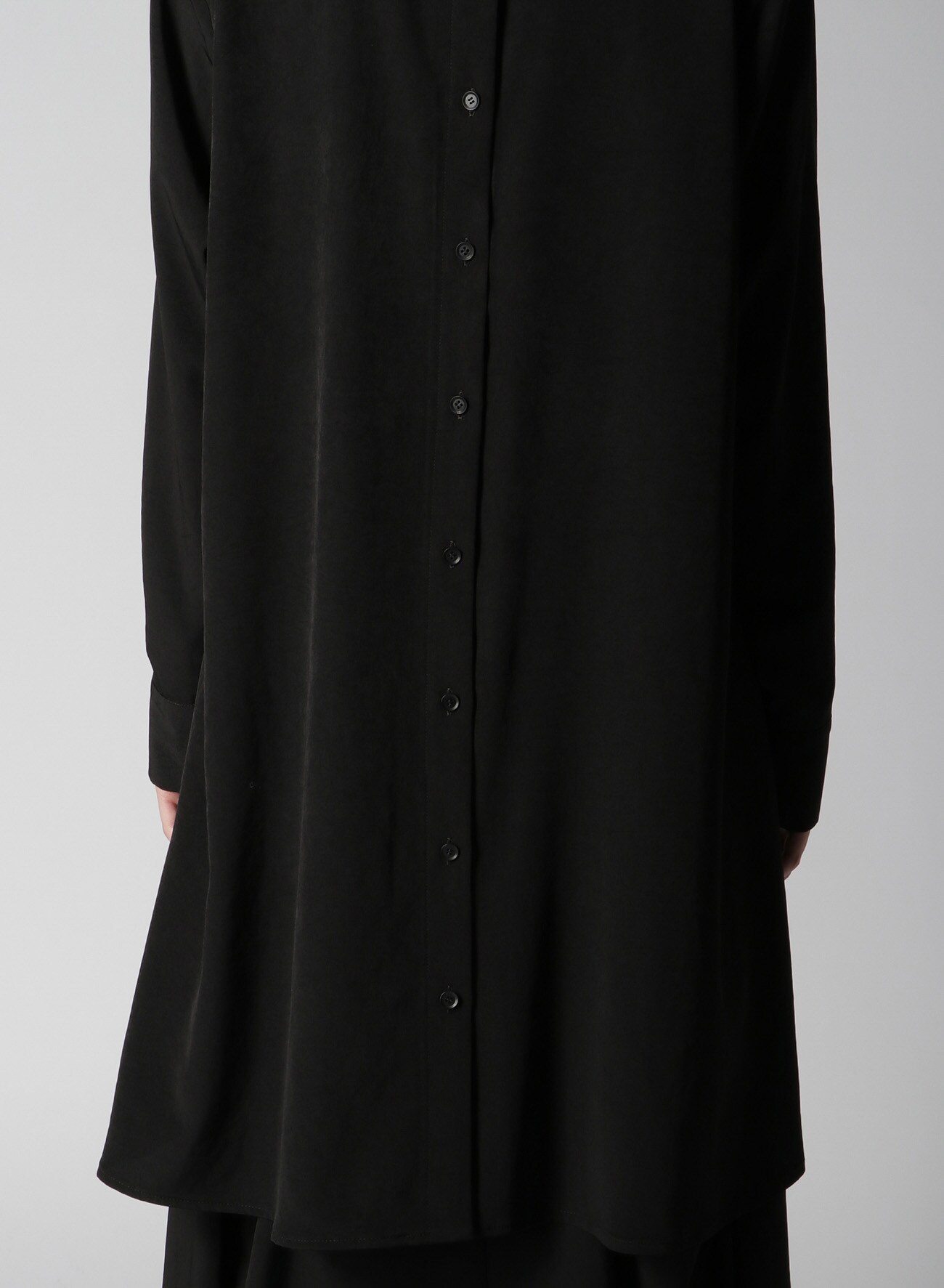 TRIACETATE/POLYESTER CREPE de CHINE ASYMMETRIC SHIRT(S Black