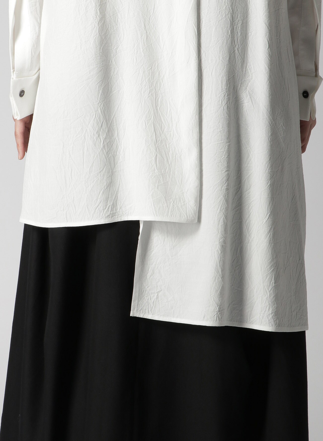 RAYON DECONSTRUCTED ASYMMETRIC SHIRT(XS White): Yohji Yamamoto