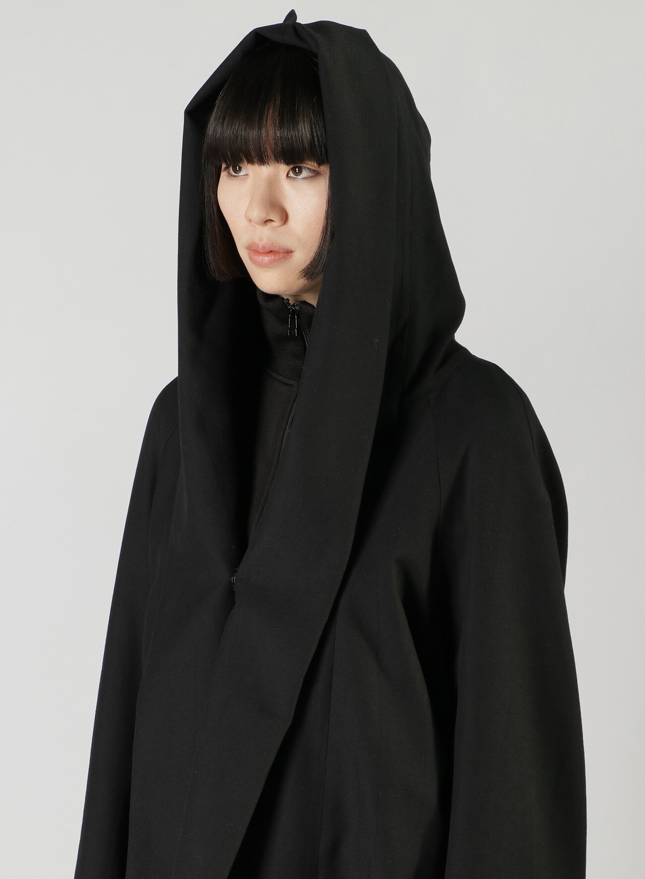 WOOL/RAYON GABARDINE JACKET WITH HOOD(S Black): Yohji Yamamoto