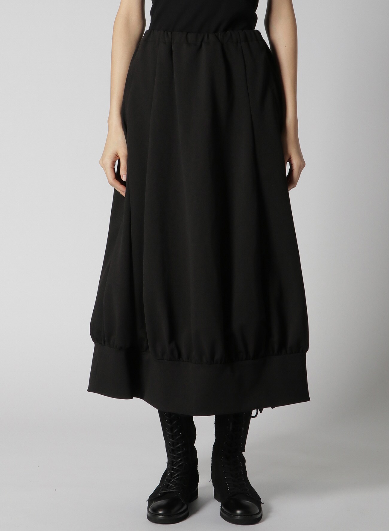 POLYESTER TWILL JERSEY SKIRT(S Black): Yohji Yamamoto｜THE SHOP