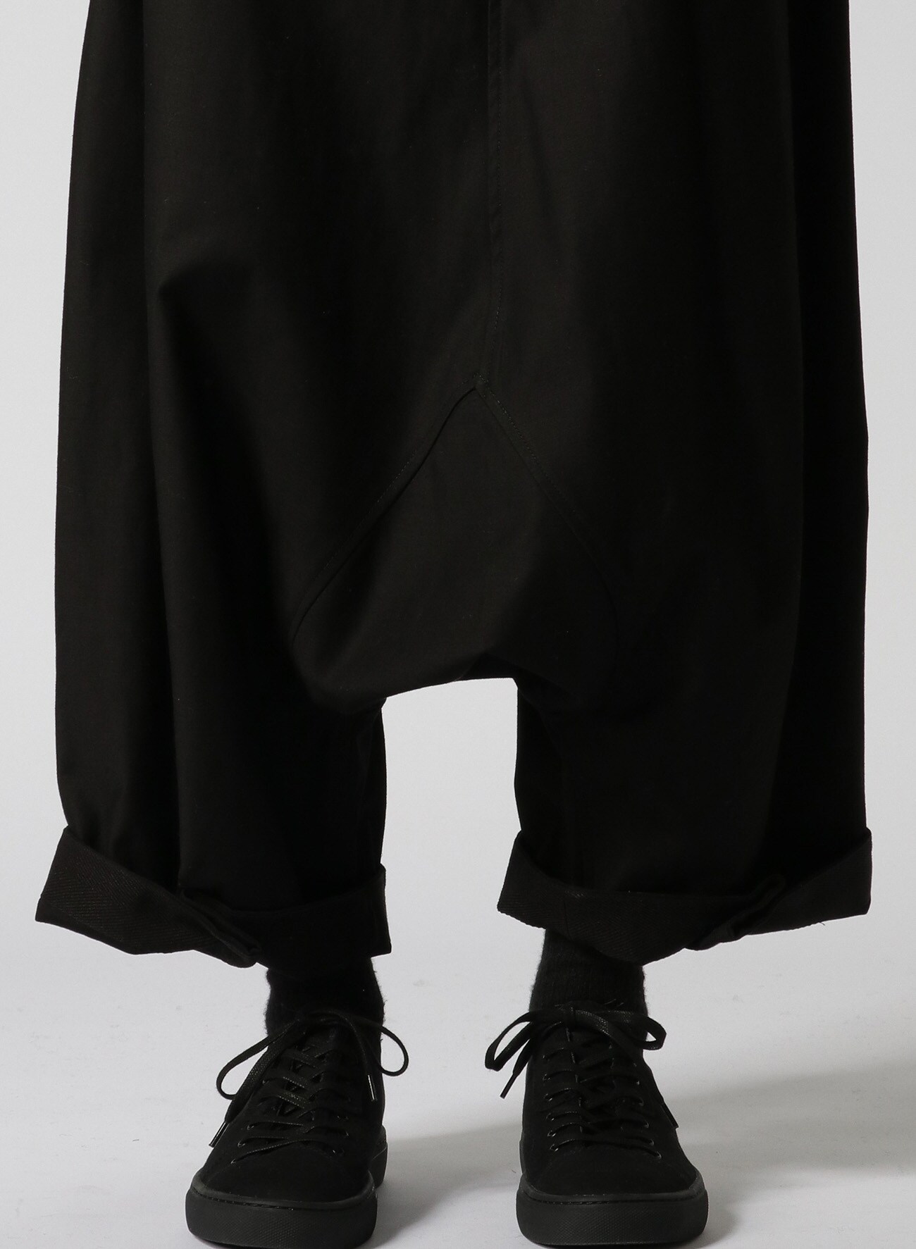 MILITARY B SATIN. BLACK R-GUSSET SAROUEL PANTS (S Black): Yohji 