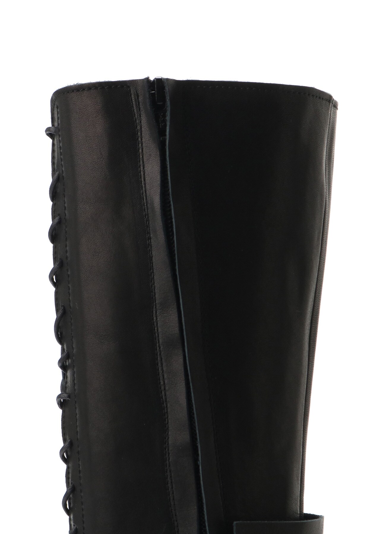 MAT SMOOTH LEATHER BACK LACE LONG BOOTS