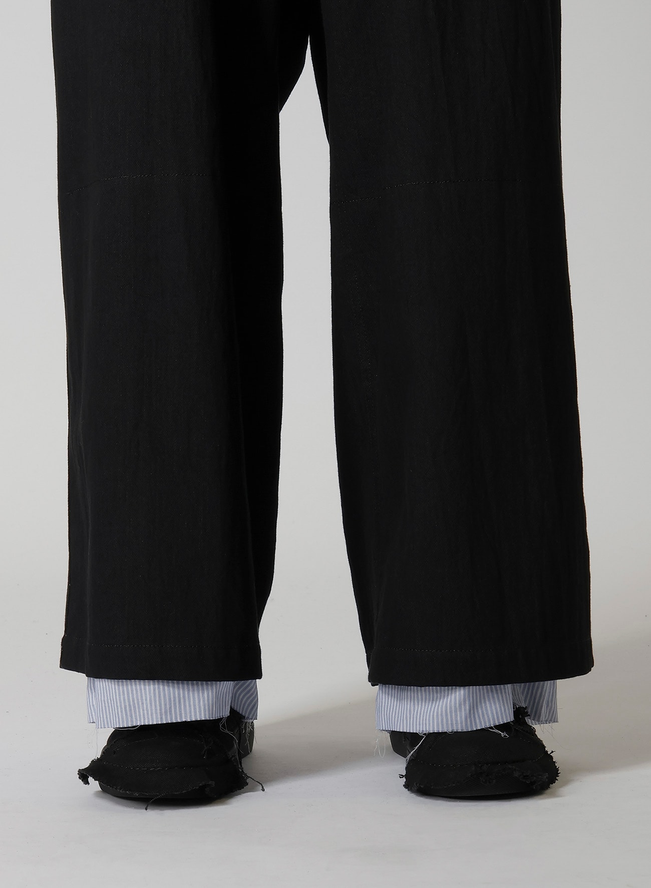 8OZ UNEVEN YARN DENIM R-WAIST STING PANTS(S Black): Yohji Yamamoto 