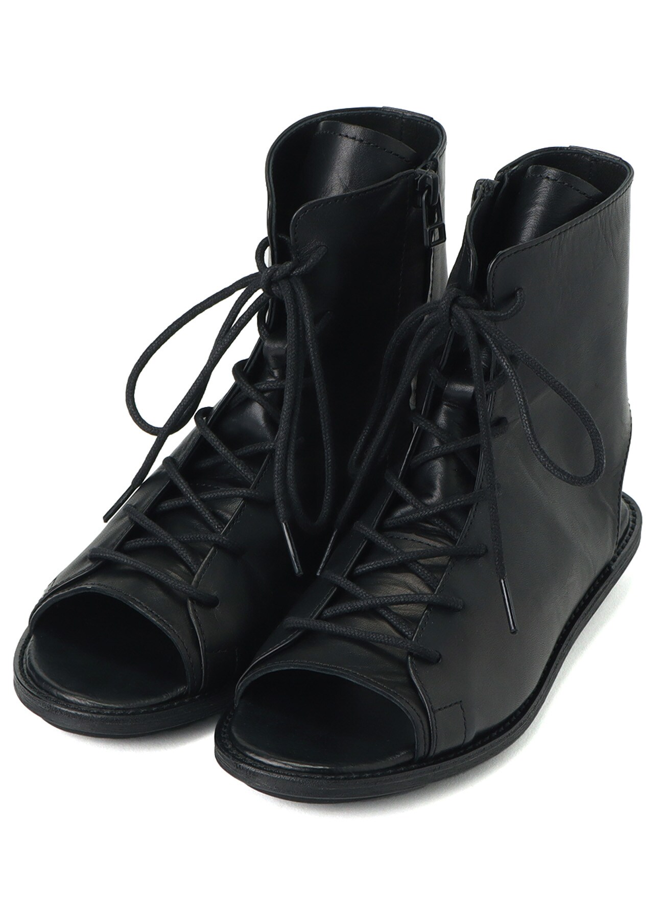 MATTE HORSE LEATHER OPEN-TOE BOOTS	