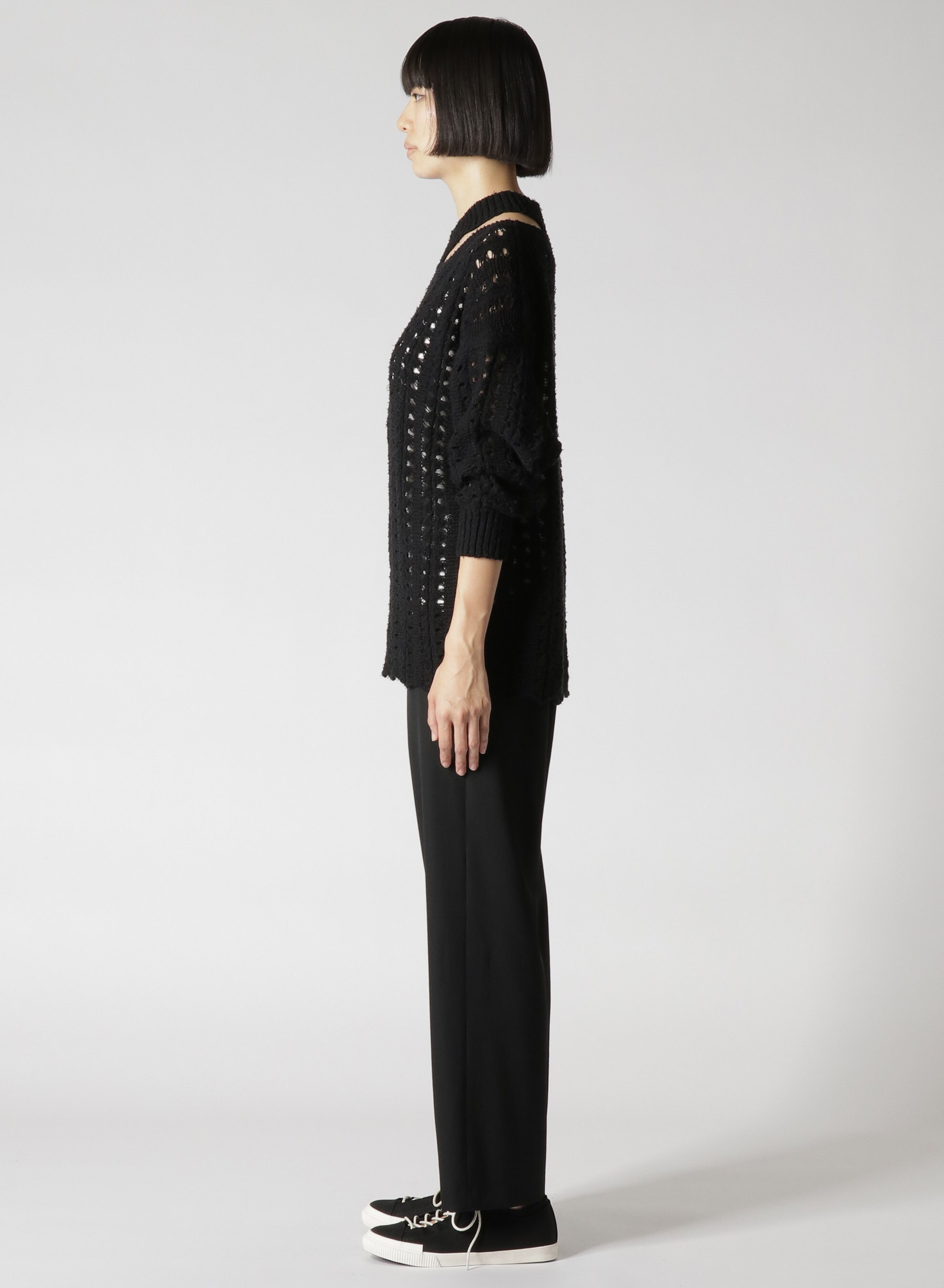 SWEATER WITH HOLES AND SLIT IN NECK(S Black): Yohji Yamamoto｜THE 