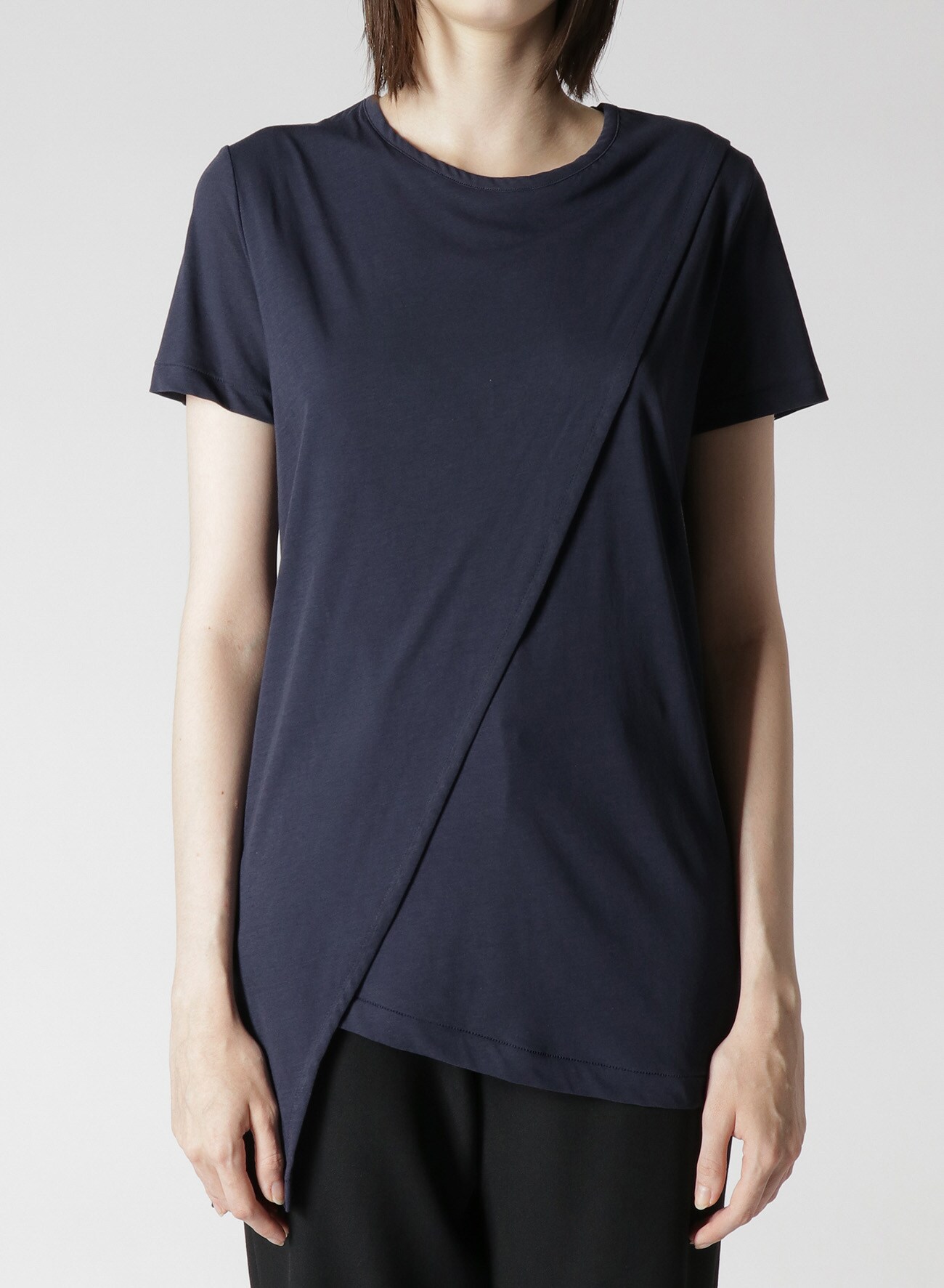 SINGLE JERSEY T-SHIRT WITH DIAGONAL OVERLAPPING PANEL