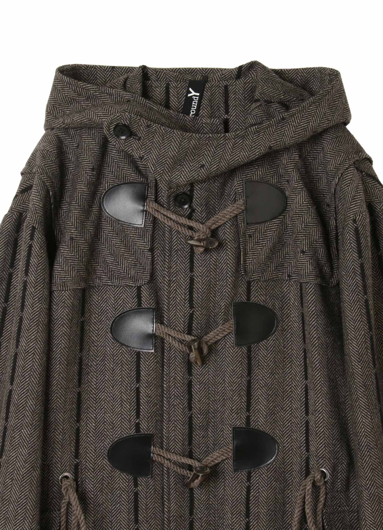 Tape herringbone Duffle hoodie coat