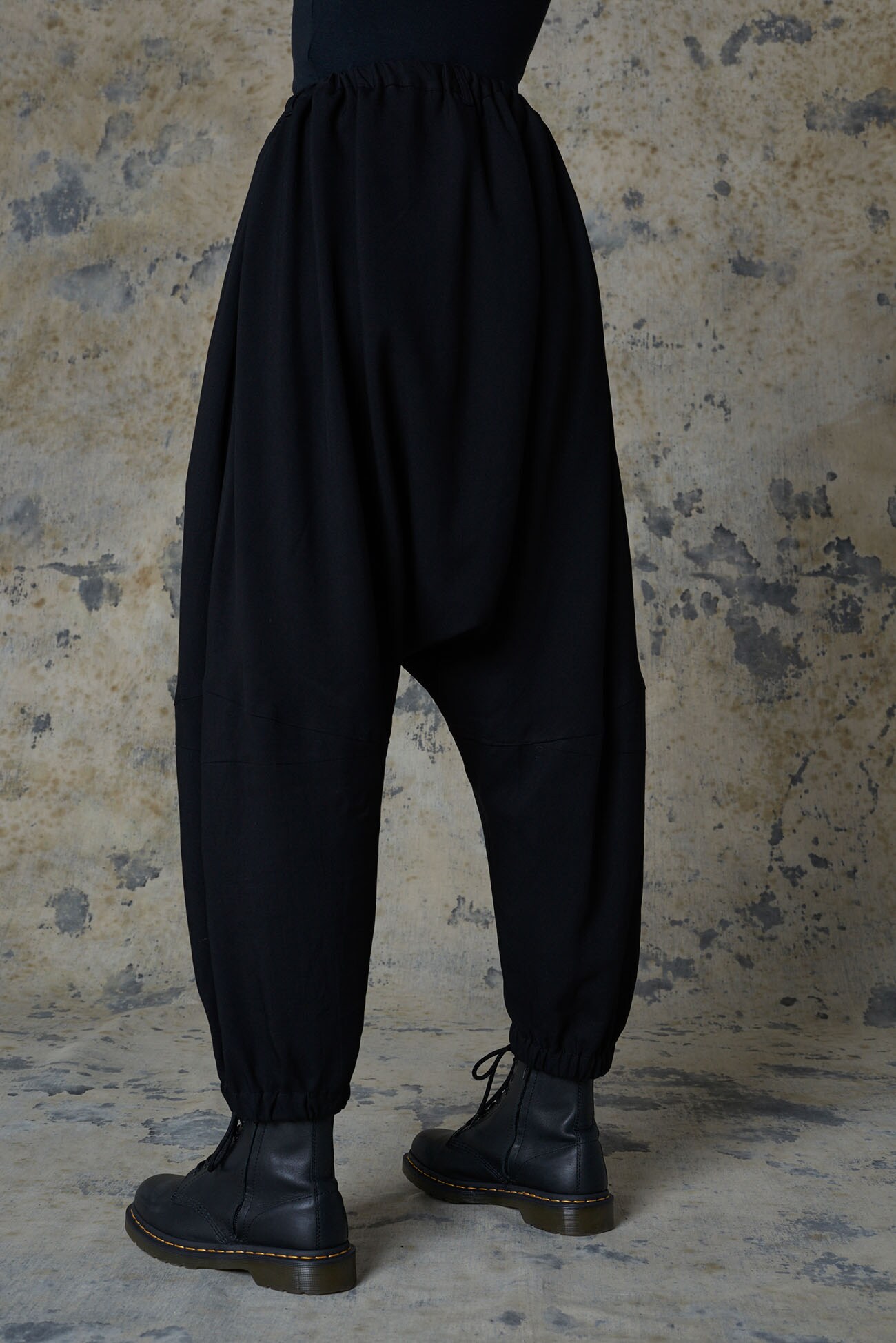 Rayon twill Switched sarouel pants