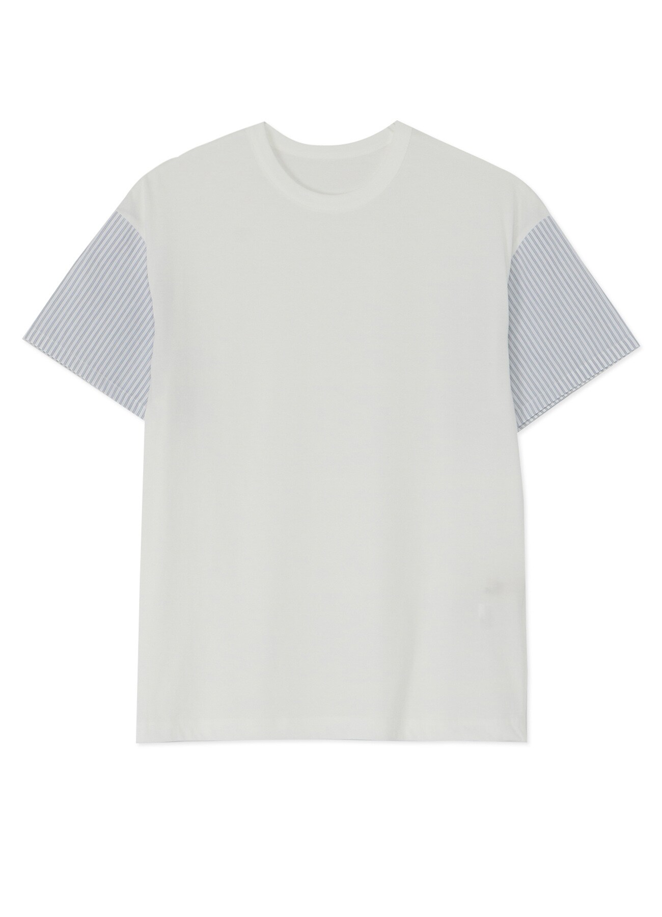 Stripe/Jersey combination Shirt docking short sleeves T
