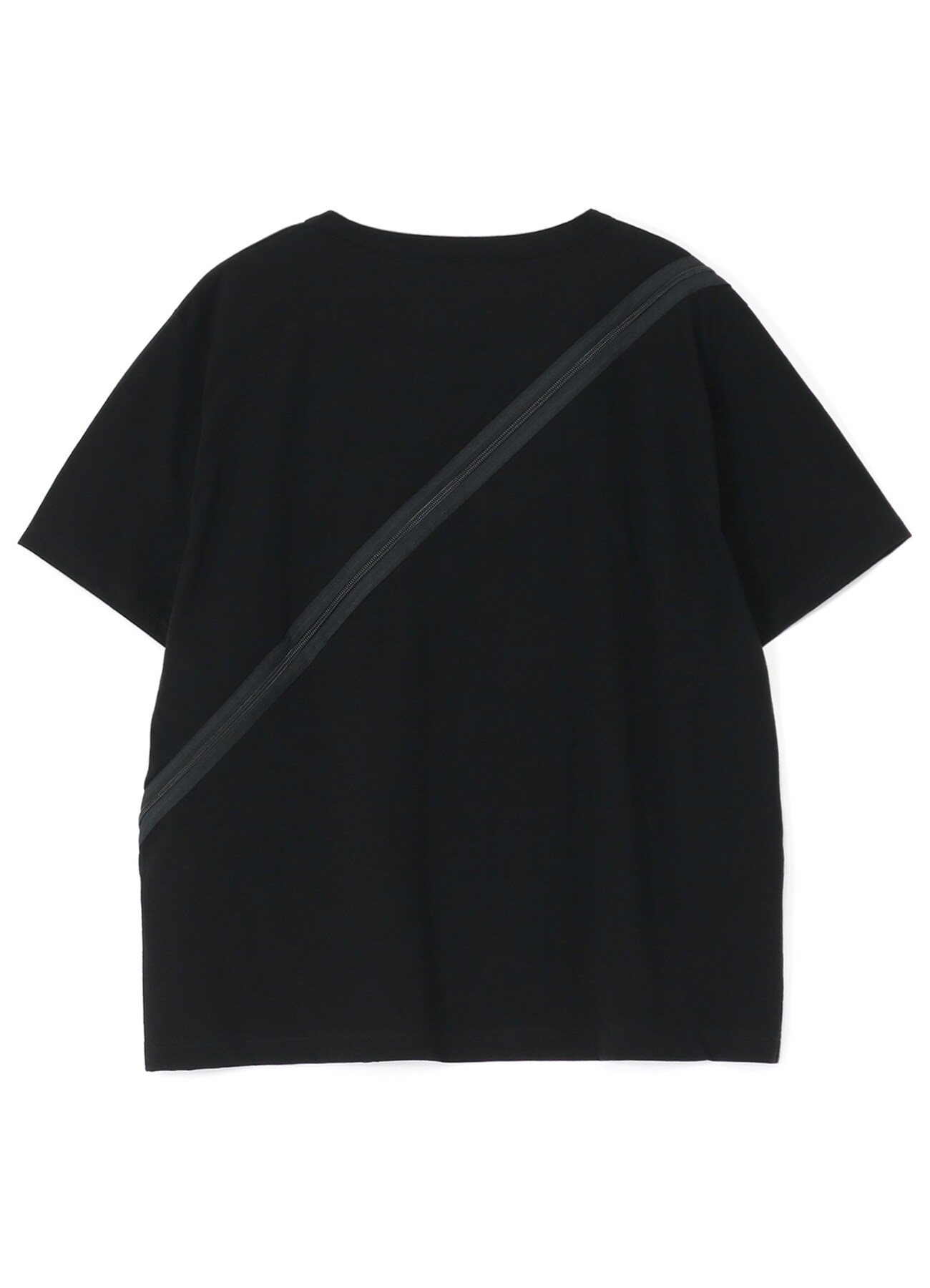 30/cotton jersey Diagonal zipper short sleeves T