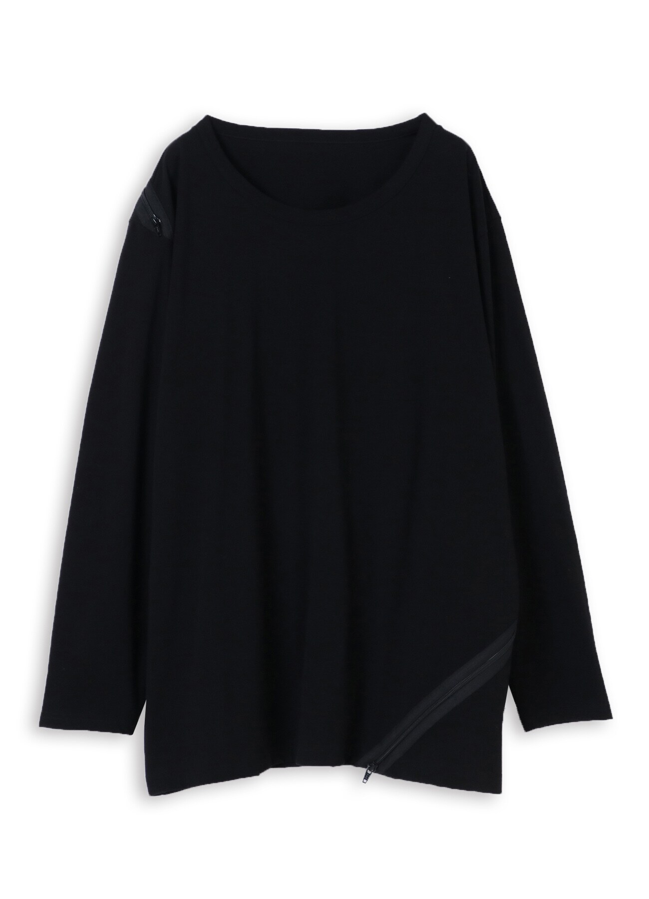 30/cotton jersey Diagonal zipper long sleeves T