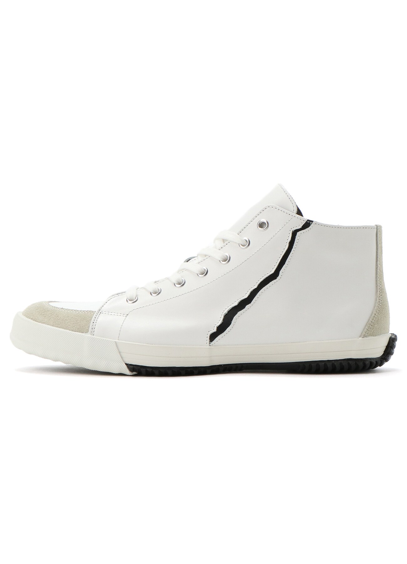 Cowhide combination Crack middle sneakers