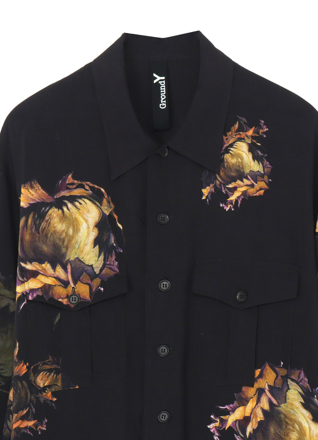 Pressed Flower Print French Military Shirt