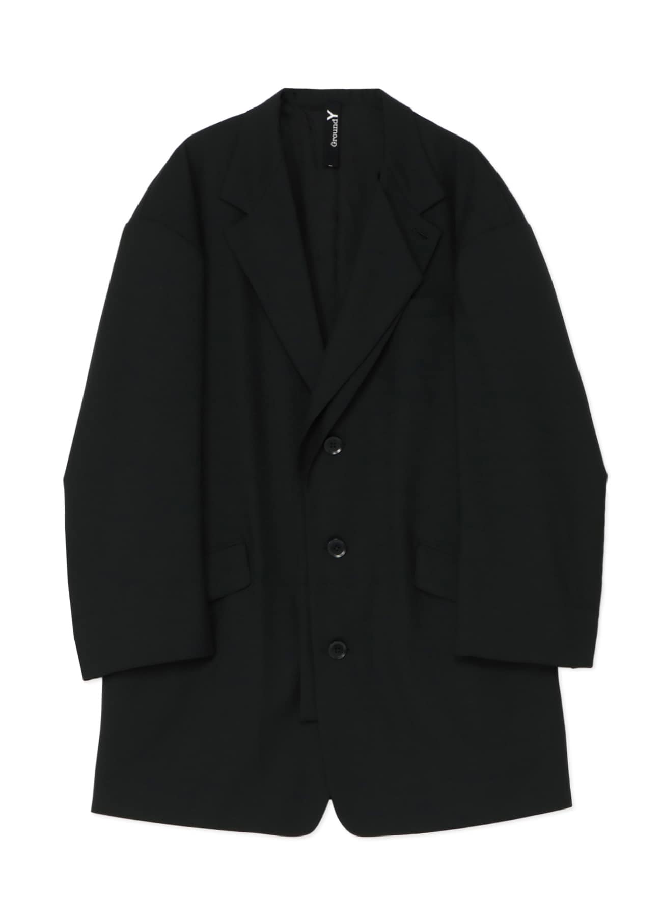 WOOL/POLYESTER GABARDINE OVERSIZED JACKET(XS Black): GroundY｜THE