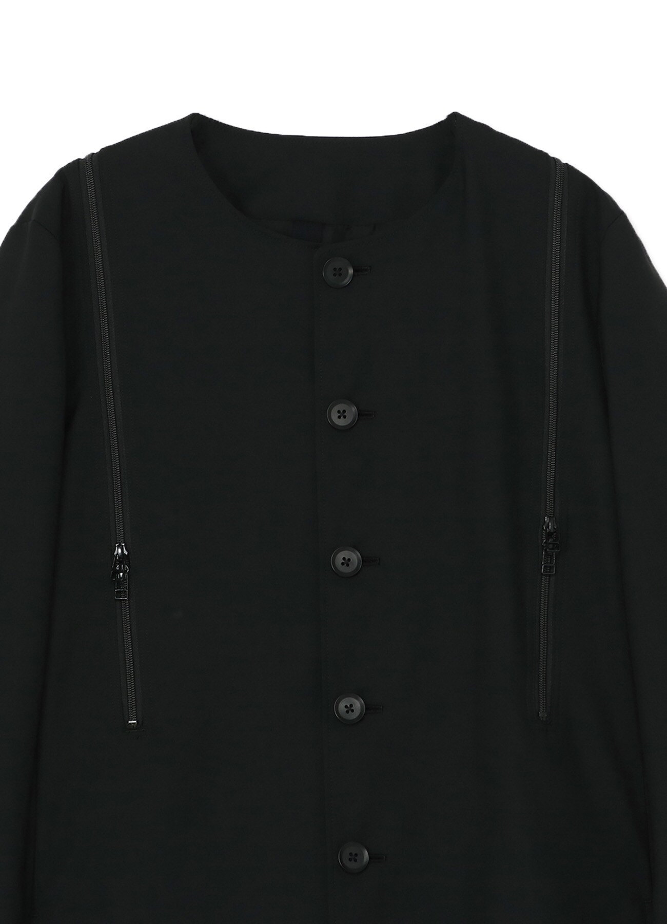 WOOL/POLYESTER GABARDINE LONG JACKET WITH SHOULDER ZIPPERS