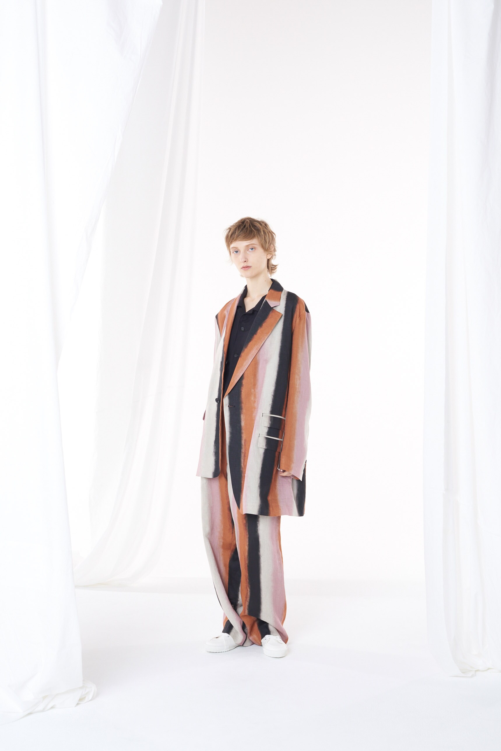 純正直営 60/LINEN STRIPE ASYMMETRIC JACKET TYPE2 - ジャケット/アウター