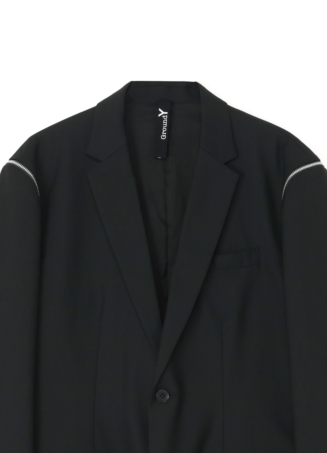 Wool/Polyester Gabardine Jacket with Shoulder Zippers