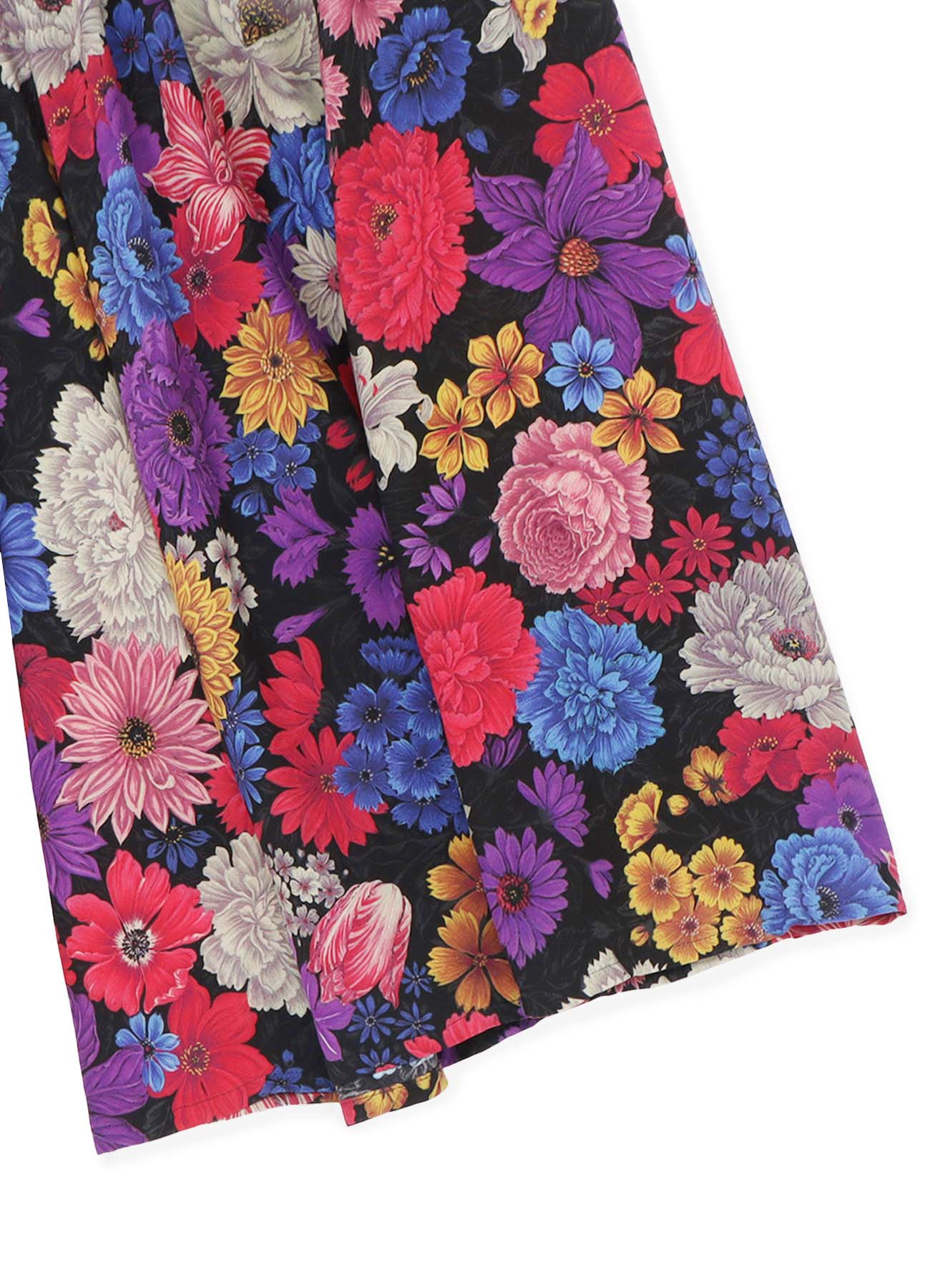 Flowers In Full Bloom Print Wide Cropped Pants