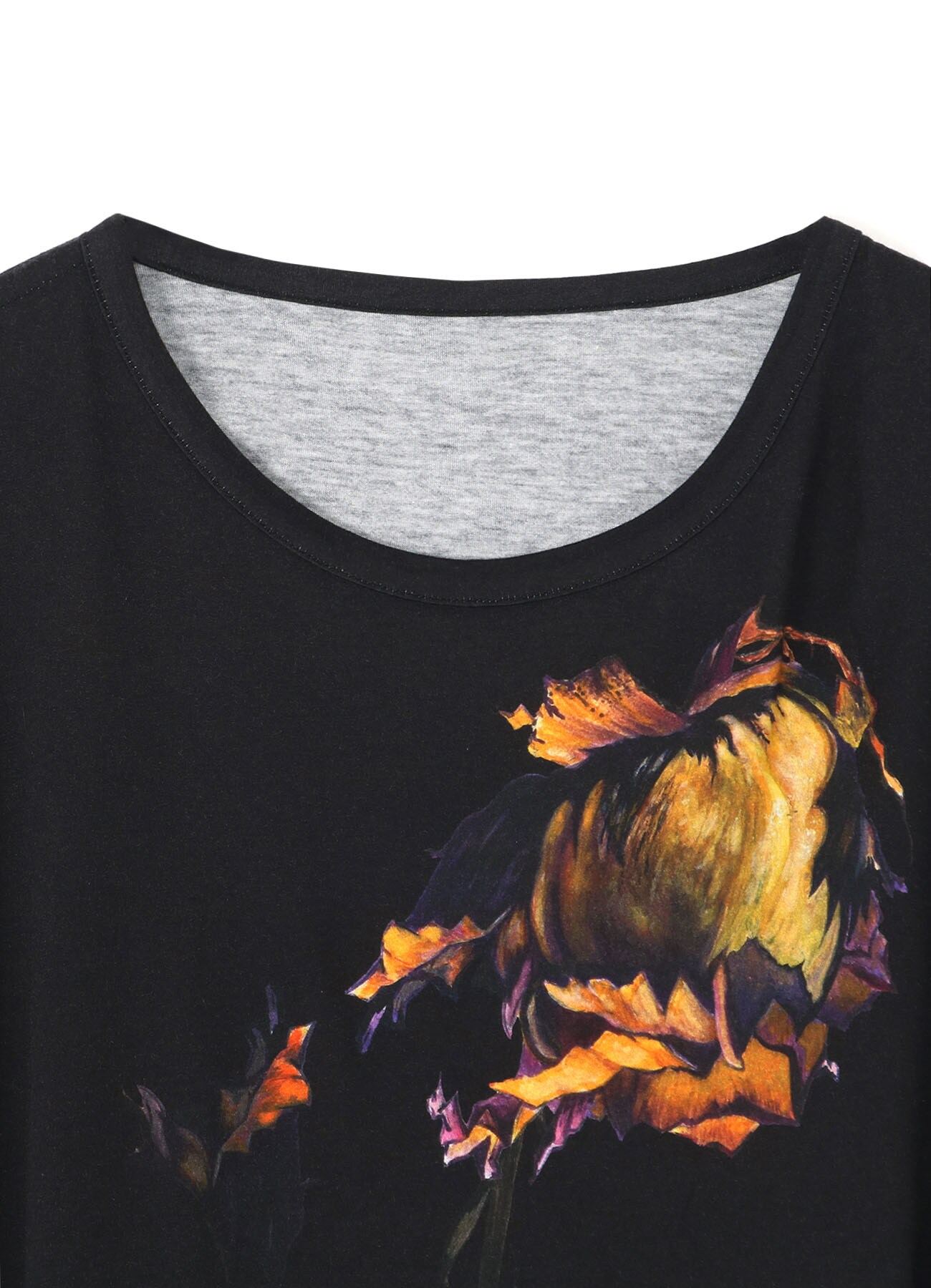 Pressed Flower Print T-shirt with Shirred Shoulder