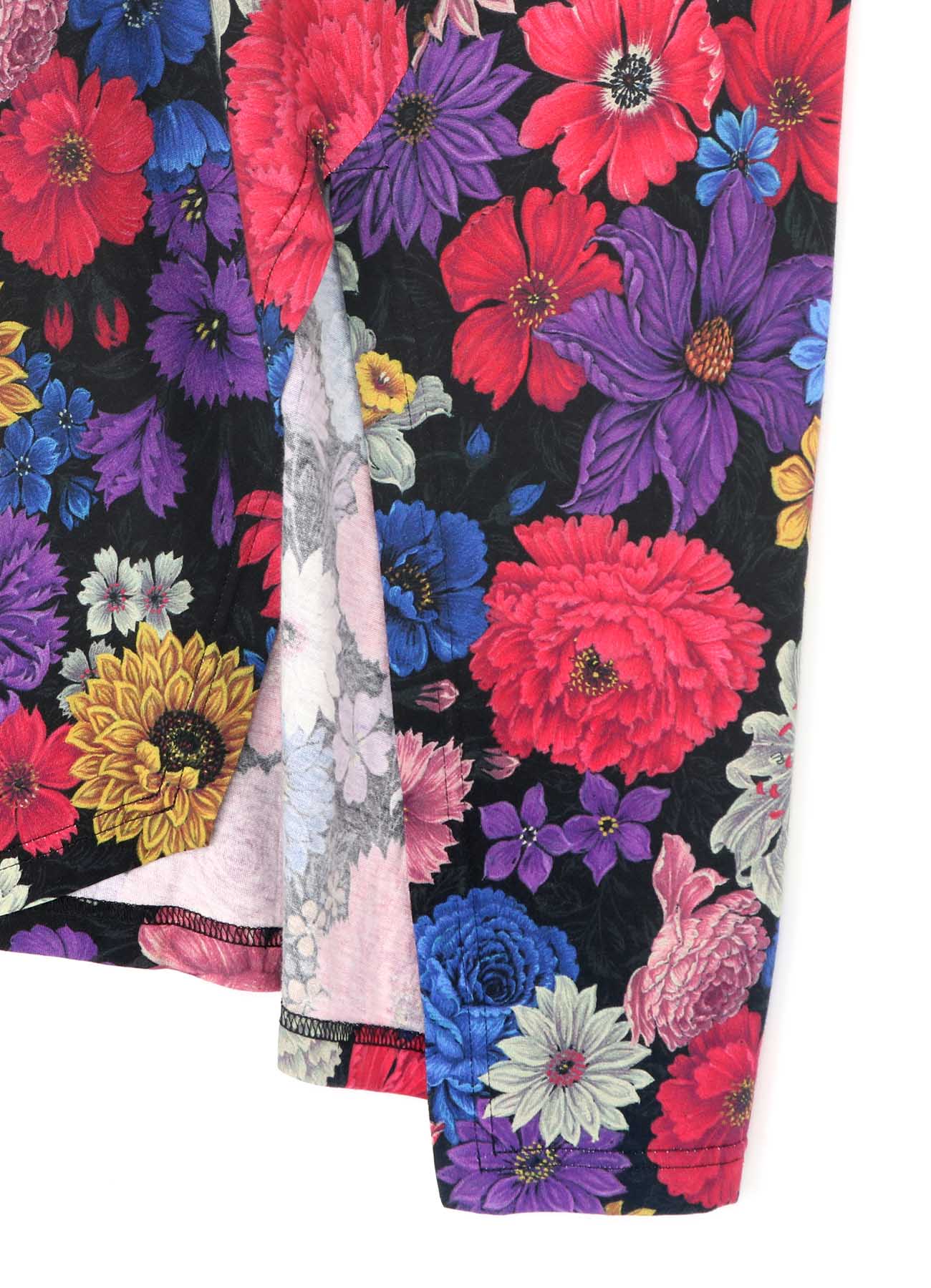 Flowers in Full Bloom Print Sleeveless Shirt with Slit in Hem