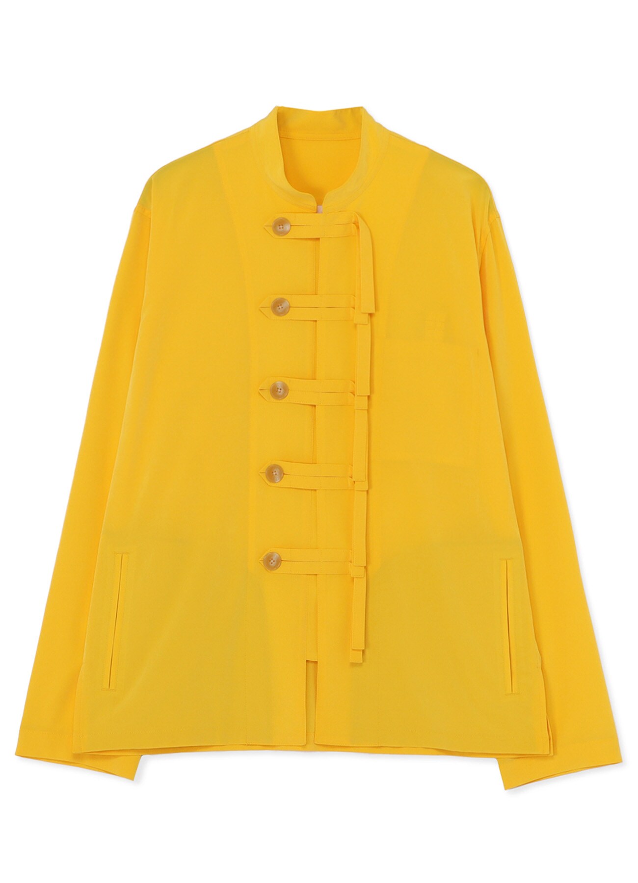 CREPE de CHINE LARGE LOOP BUTTON SHIRT(FREE SIZE YELLOW): GroundY