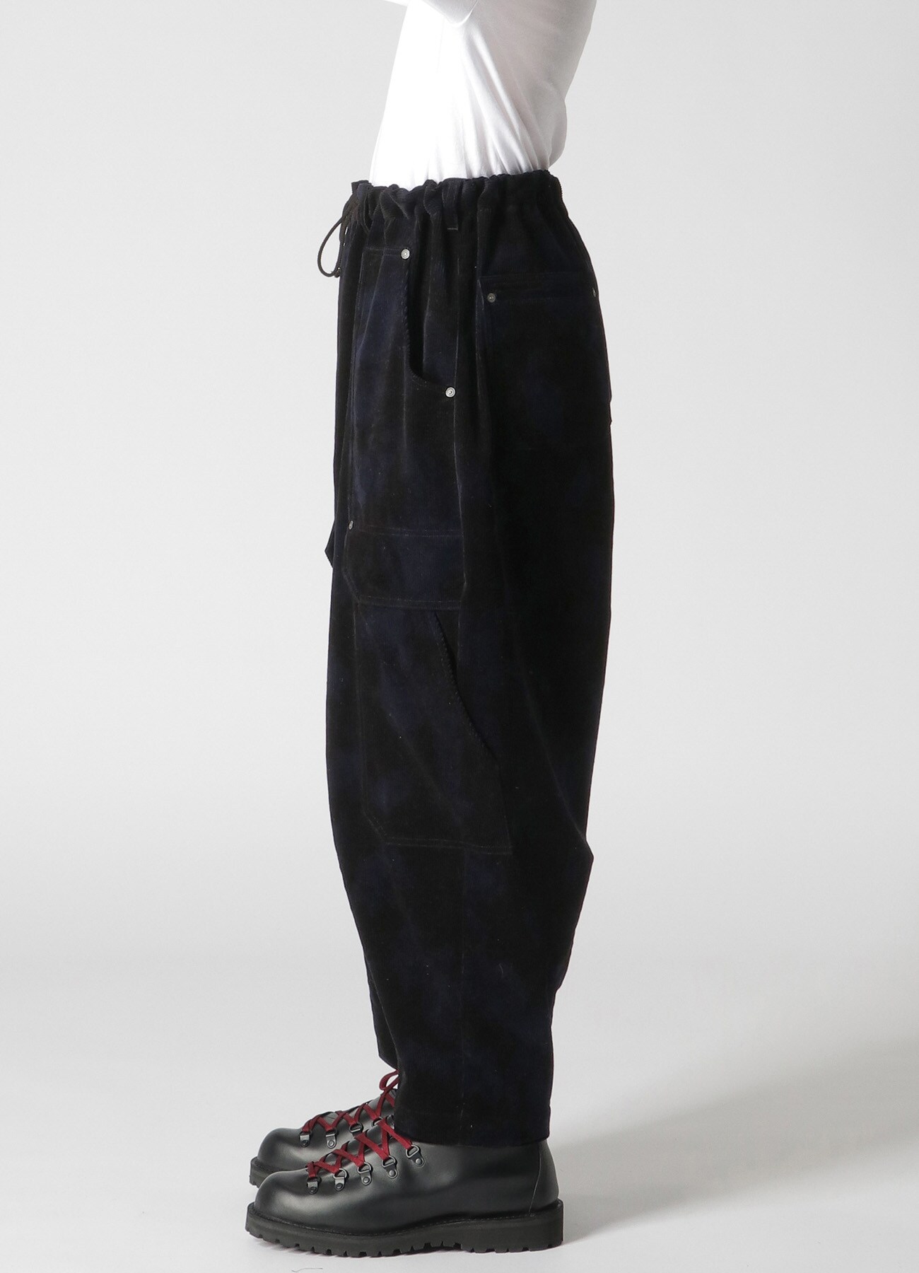 UNEVEN DYED CORDUROY DEEP RISE PANTS(FREE SIZE NAVY): GroundY｜THE