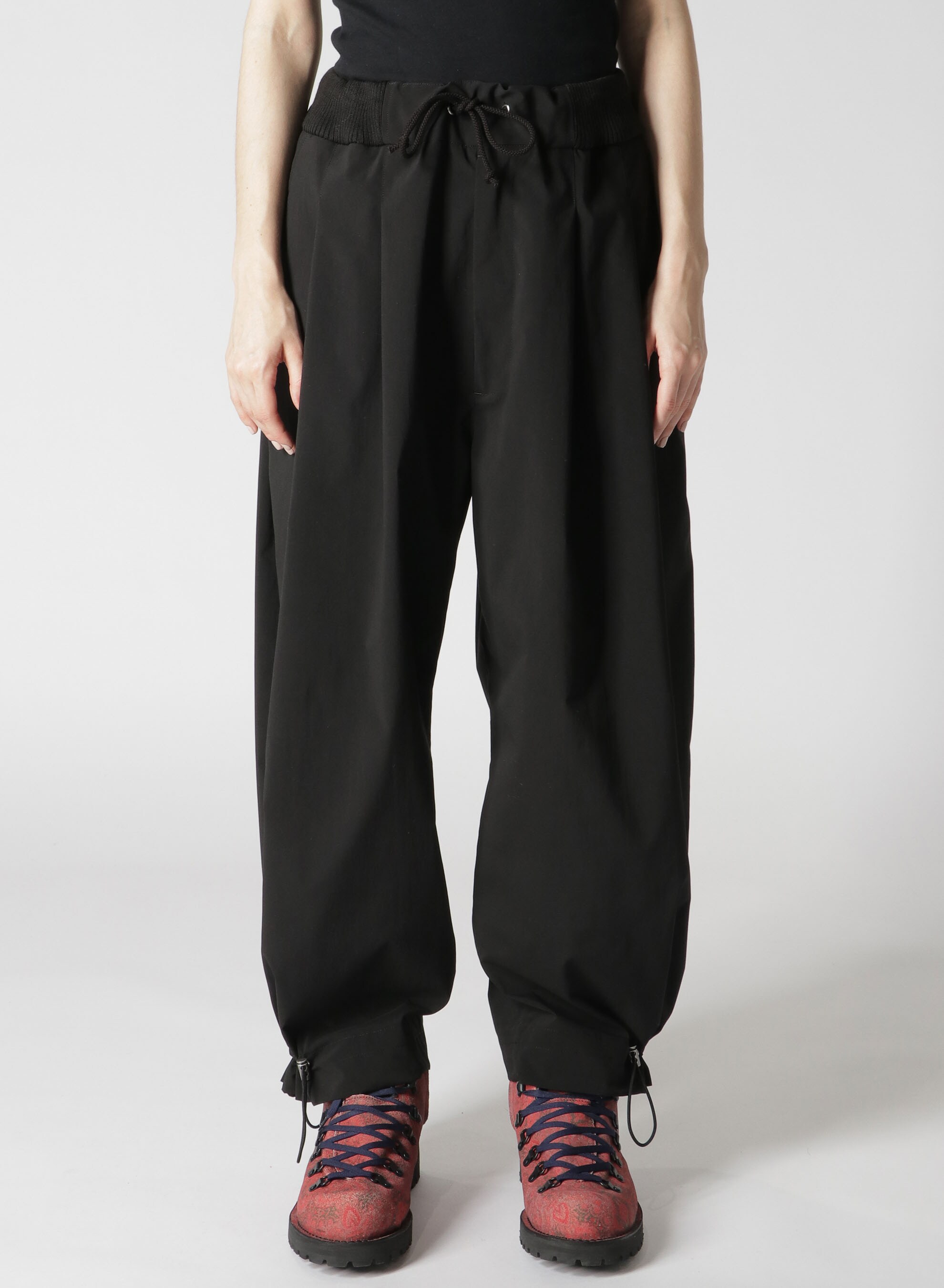 POLYESTER TAFFETA 2 TUCK HEM DRAWSTRING PANTS(FREE SIZE BLACK