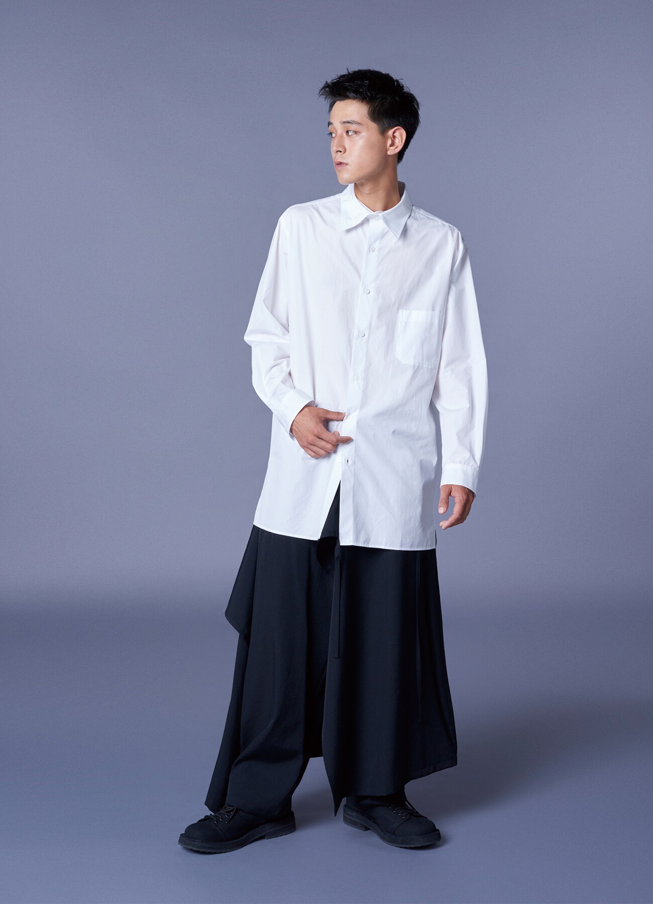 COTTON BROAD CLOTH SPARE COLLAR STANDARD BIG SHIRT