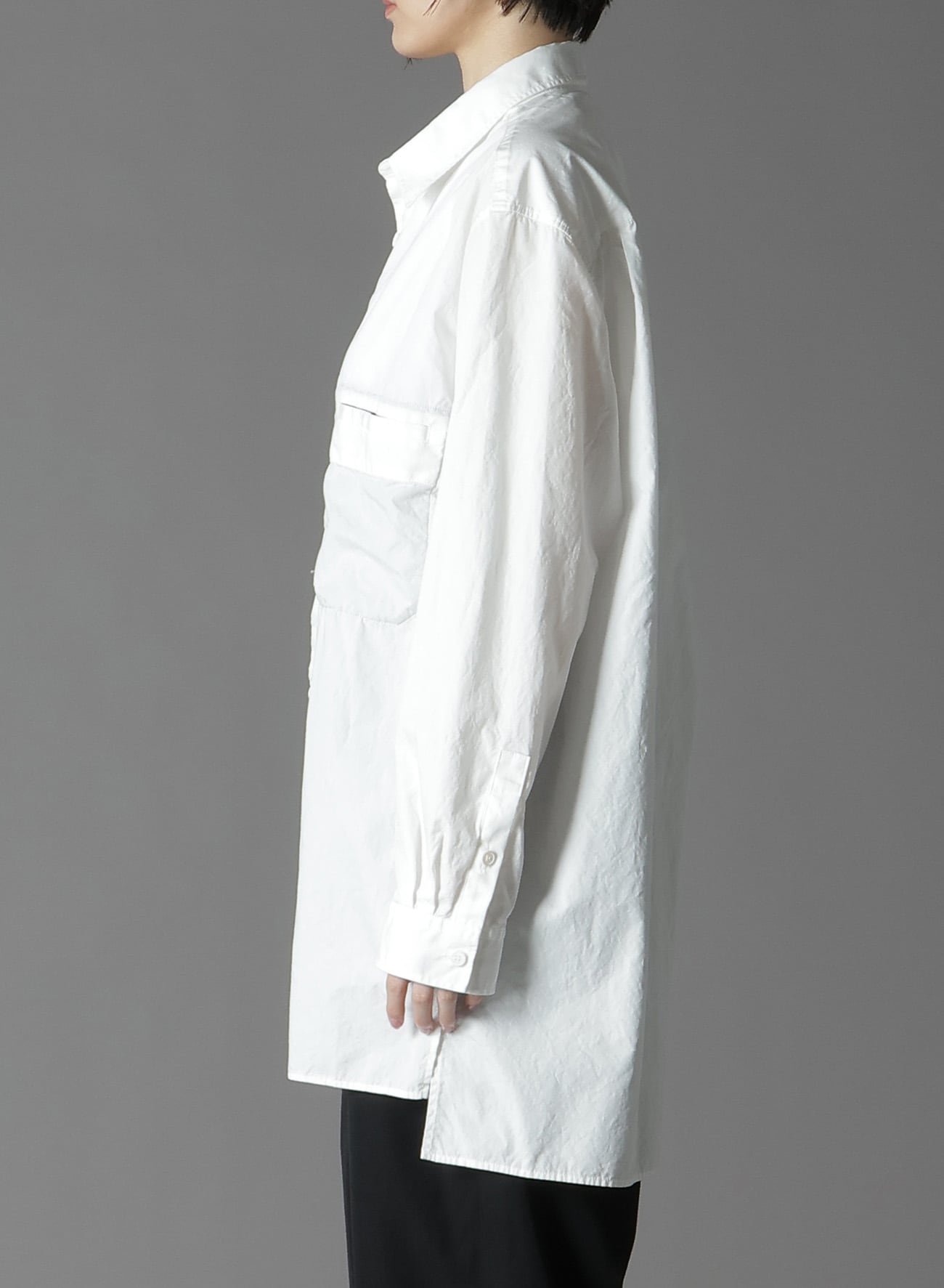 COTTON BROAD SHIRT WITH FULLED WOOL GAUZE POCKETS