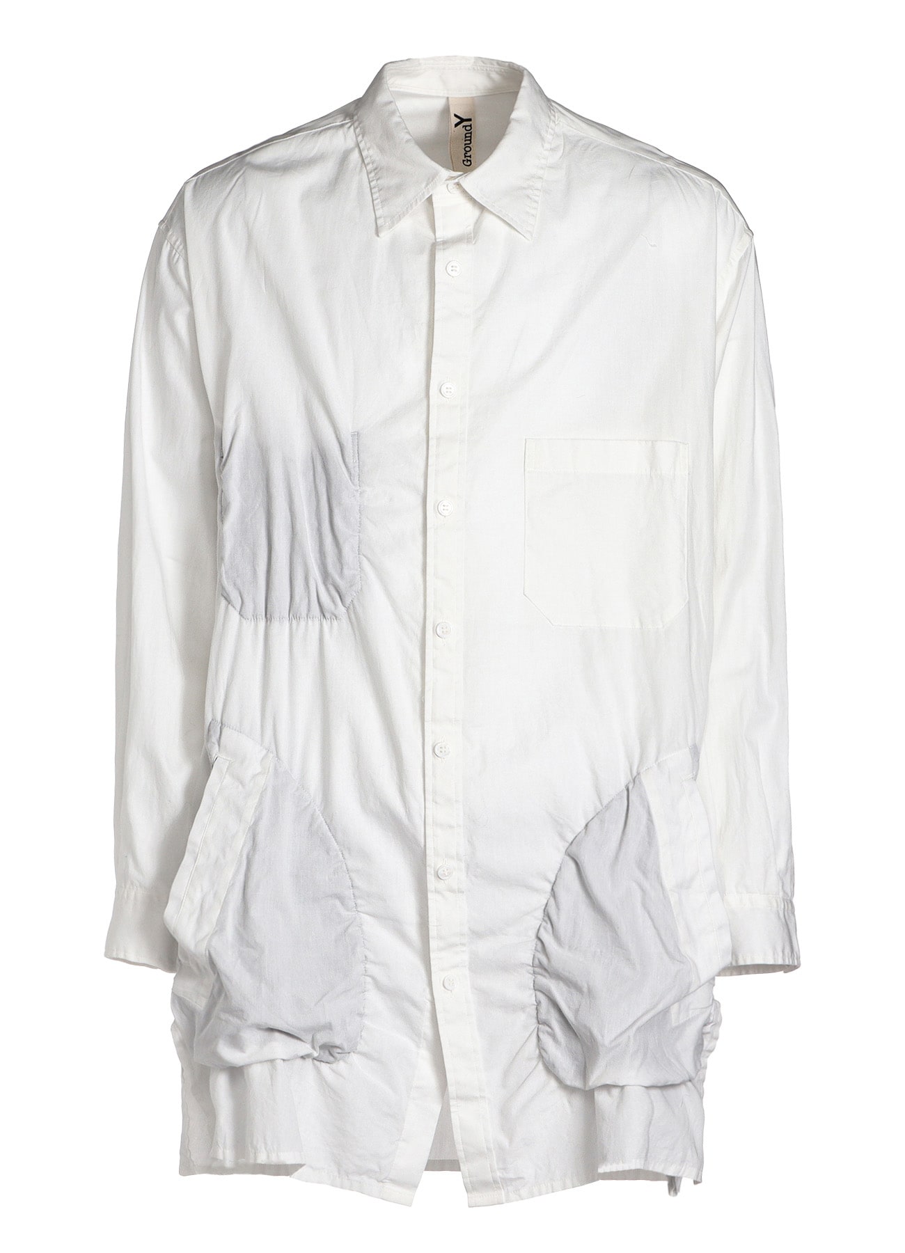 COTTON BROAD LONG SHIRT WITH FULLED WOOL GAUZE POCKETS