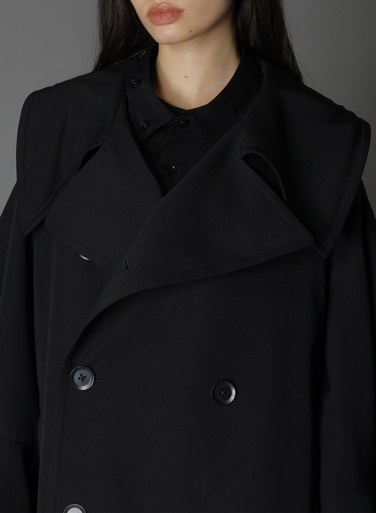 WOOL GABARDINE SLEEVE ZIPPER COAT