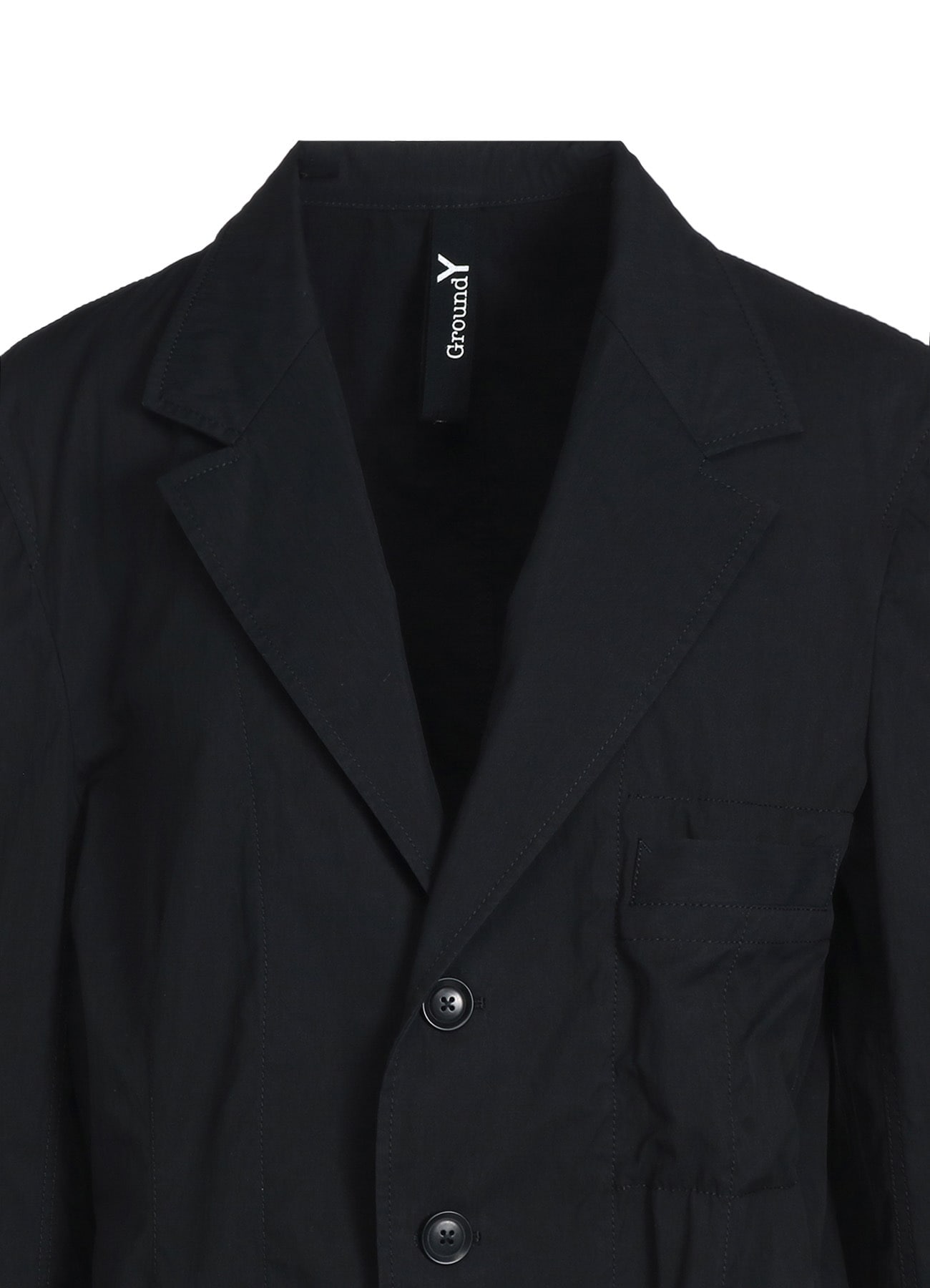 COTTON/NYLON OXFORD LONG JACKET WITH FULLED WOOL GAUZE POCKETS