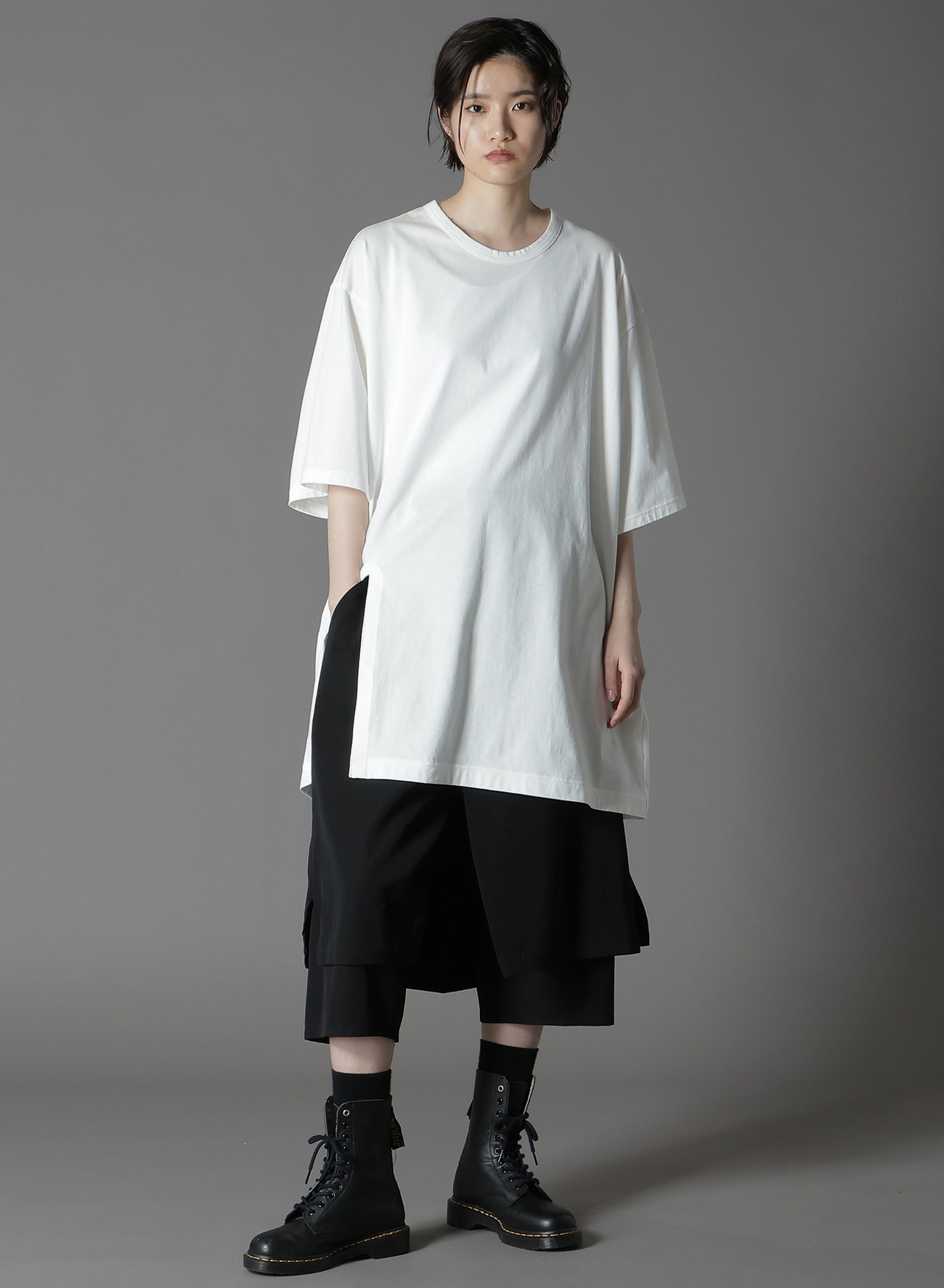 COTTON JERSEY SLIT JUMBO T-SHIRT