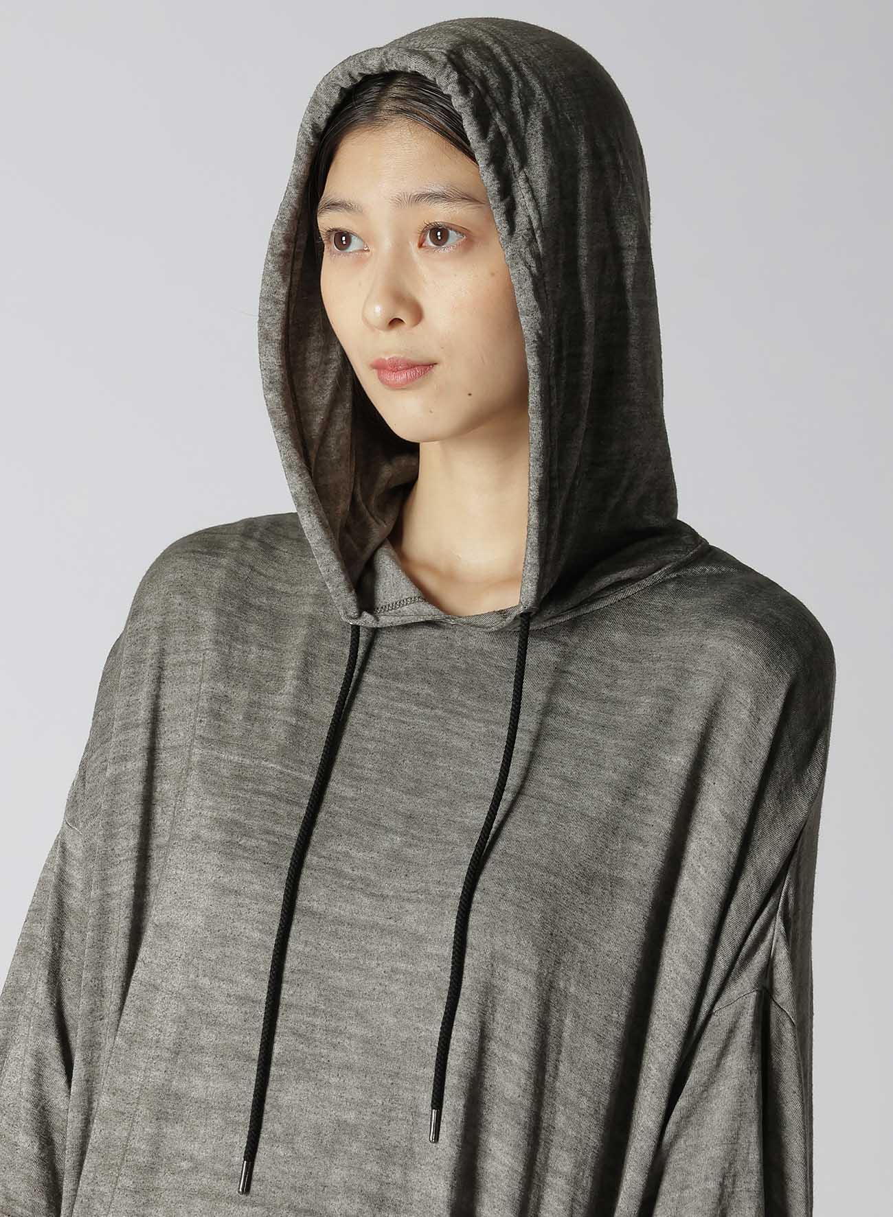 SUMI INK-DYED LINEN JERSEY THREE-QUARTER SLEEVE PULLOVER