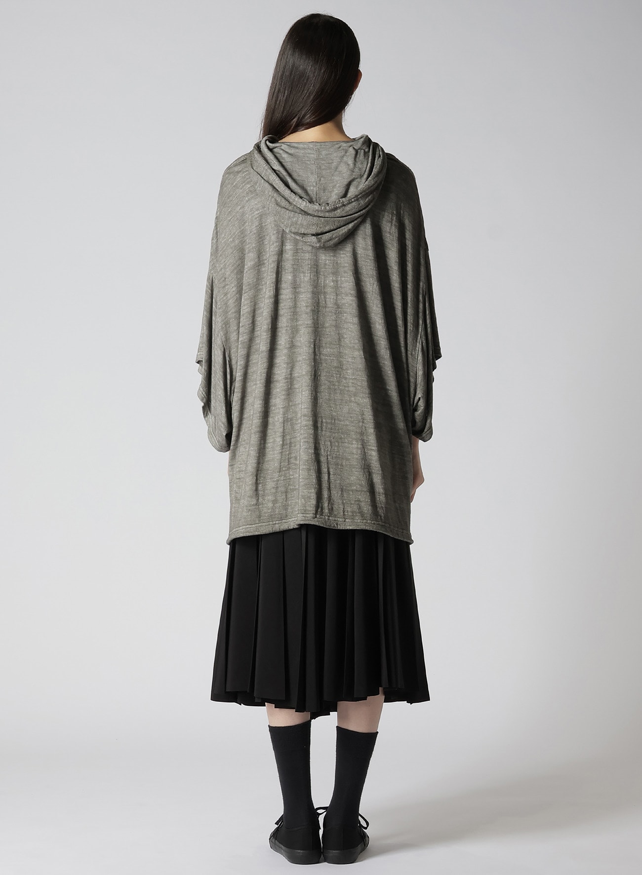 SUMI INK-DYED LINEN JERSEY THREE-QUARTER SLEEVE PULLOVER