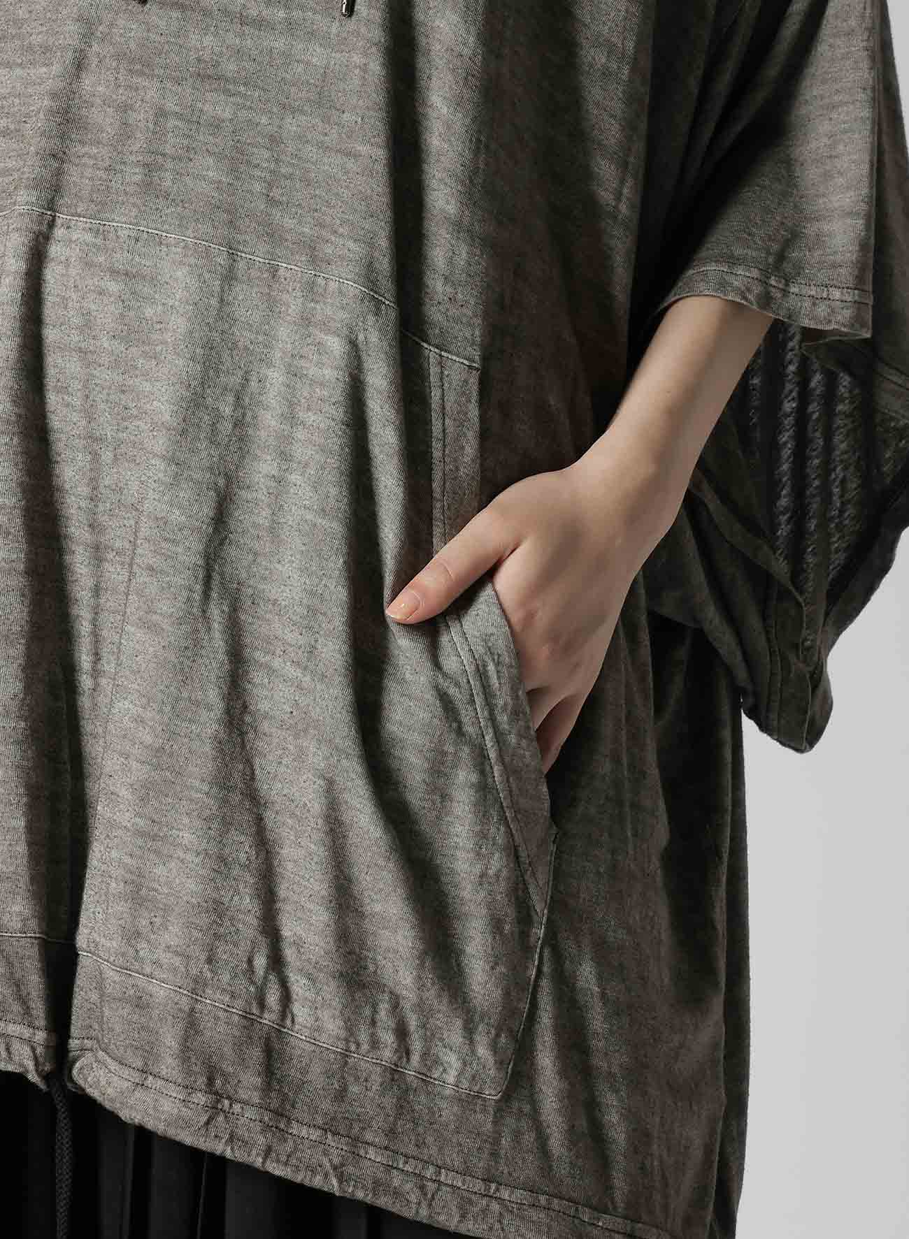 SUMI INK-DYED LINEN JERSEY THREE-QUARTER SLEEVE PULLOVER