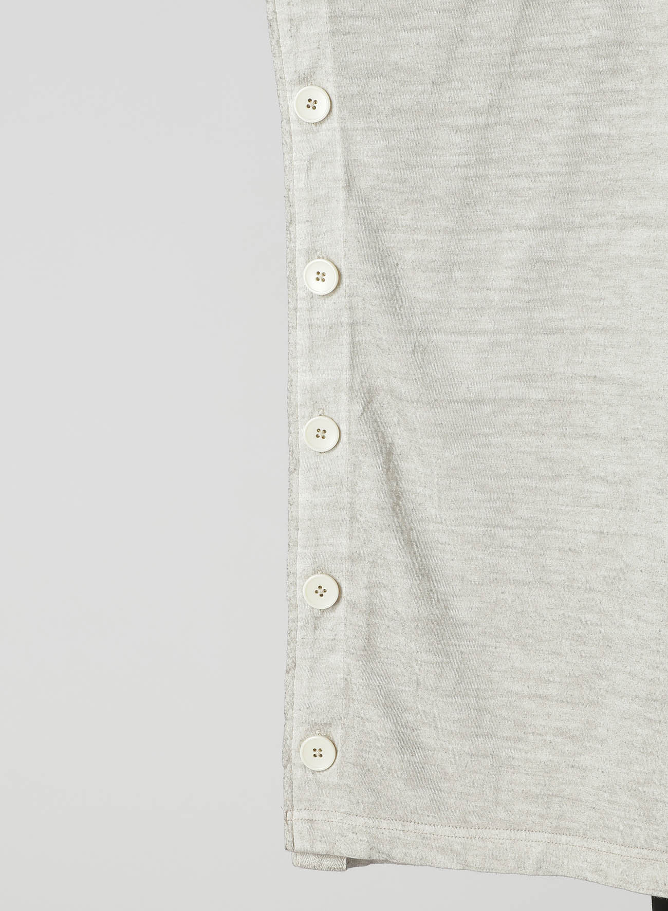 SUMI INK-DYED LINEN JERSEY SIDE BUTTON HALF SLEEVE BIG T-SHIRT