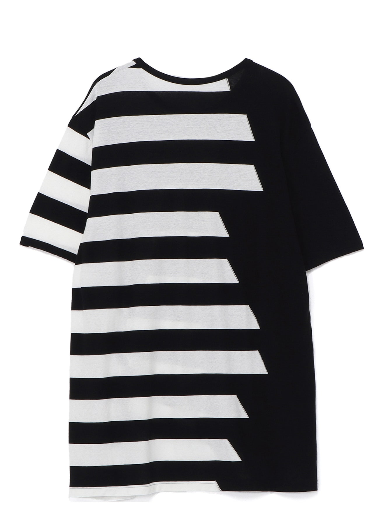 RANDOM STRIPE B LEFT TWISTED HALF SLEEVE T-SHIRT(FREE SIZE BLK X 