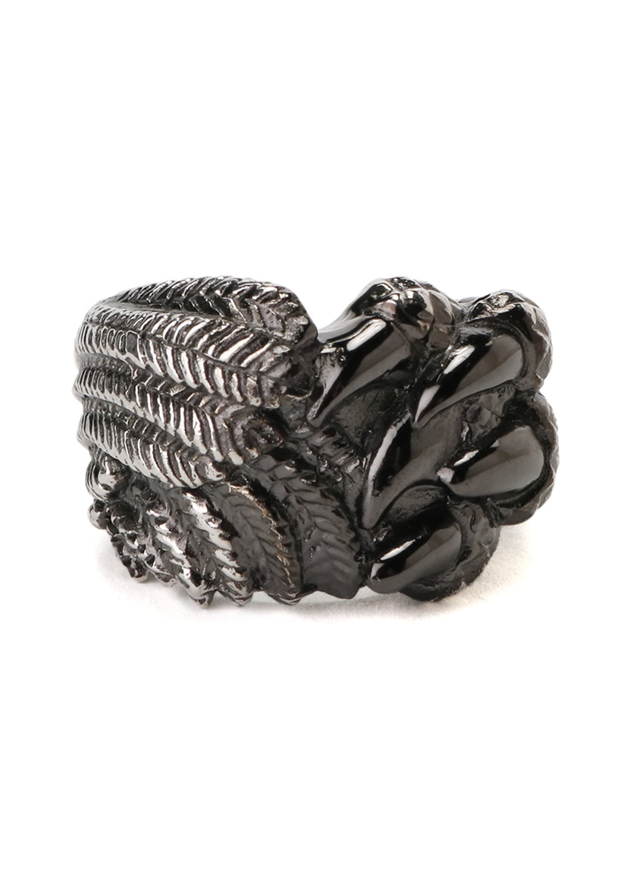 SILVER 950 DRAGON CLAW FEATHER RING