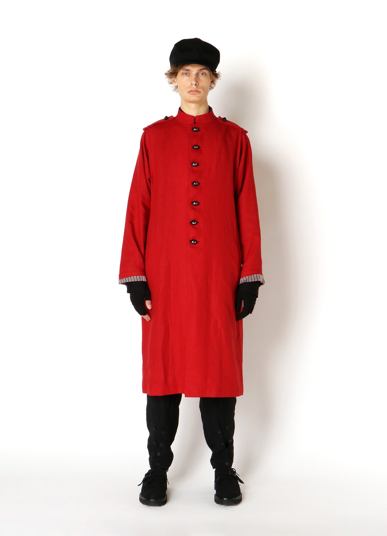 RED 40/- LINEN EYE BUTTON DRESS