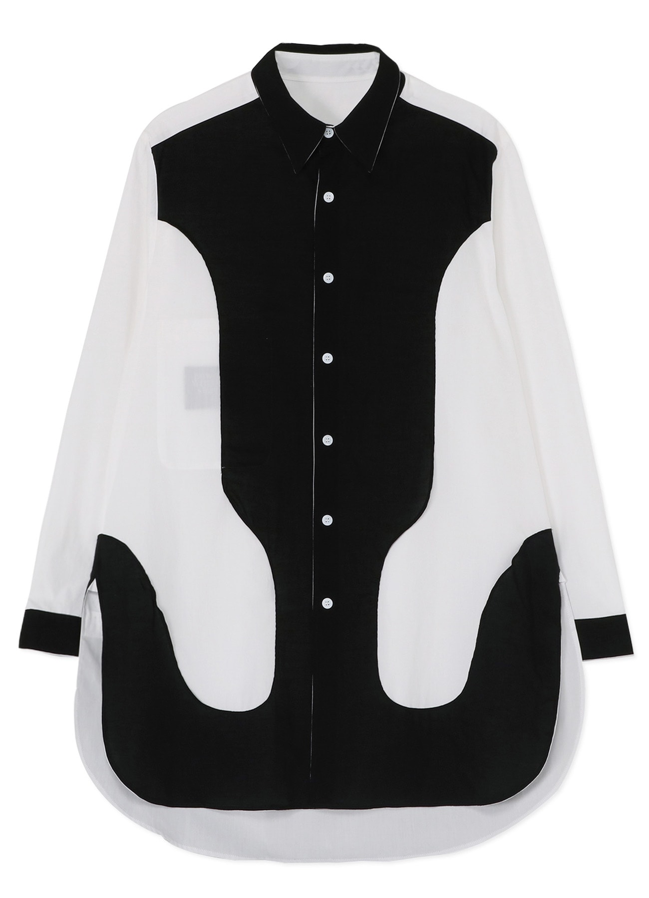 BLACK AND WHITE SHIRT WITH DECONSTRUCTED PLACKET(S White): power 