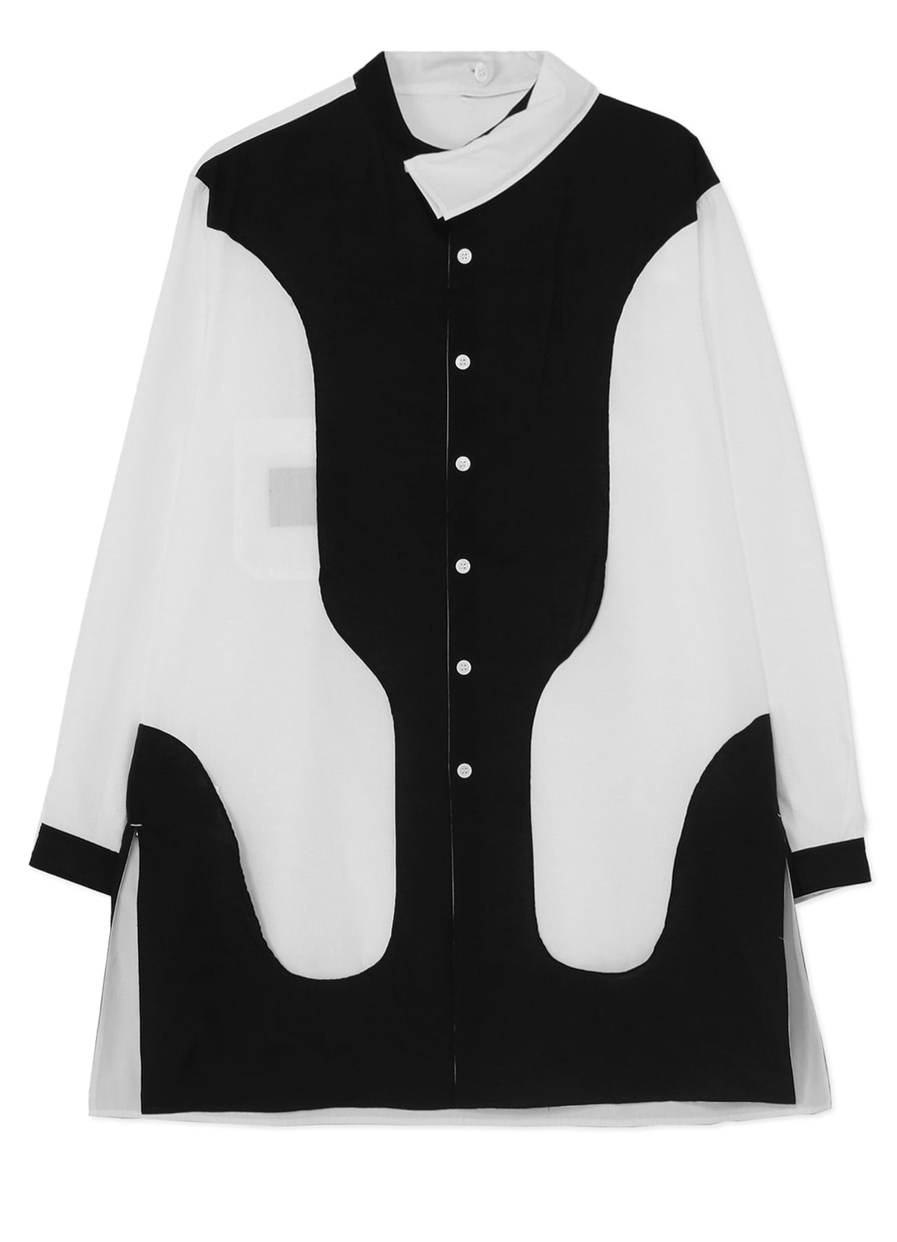 BLACK AND WHITE SHIRT WITH HALF DOUBLE COLLAR(S White): power of 