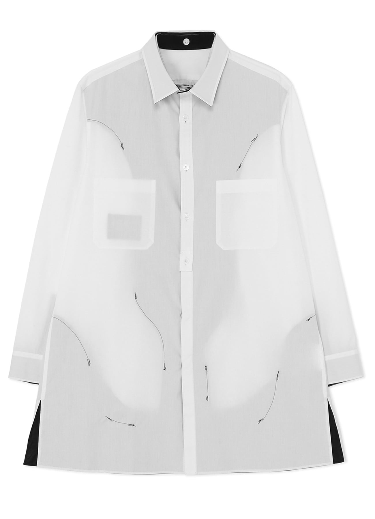 BLACK AND WHITE SHIRT WITH DECONSTRUCTED COLLAR(S White): power of 