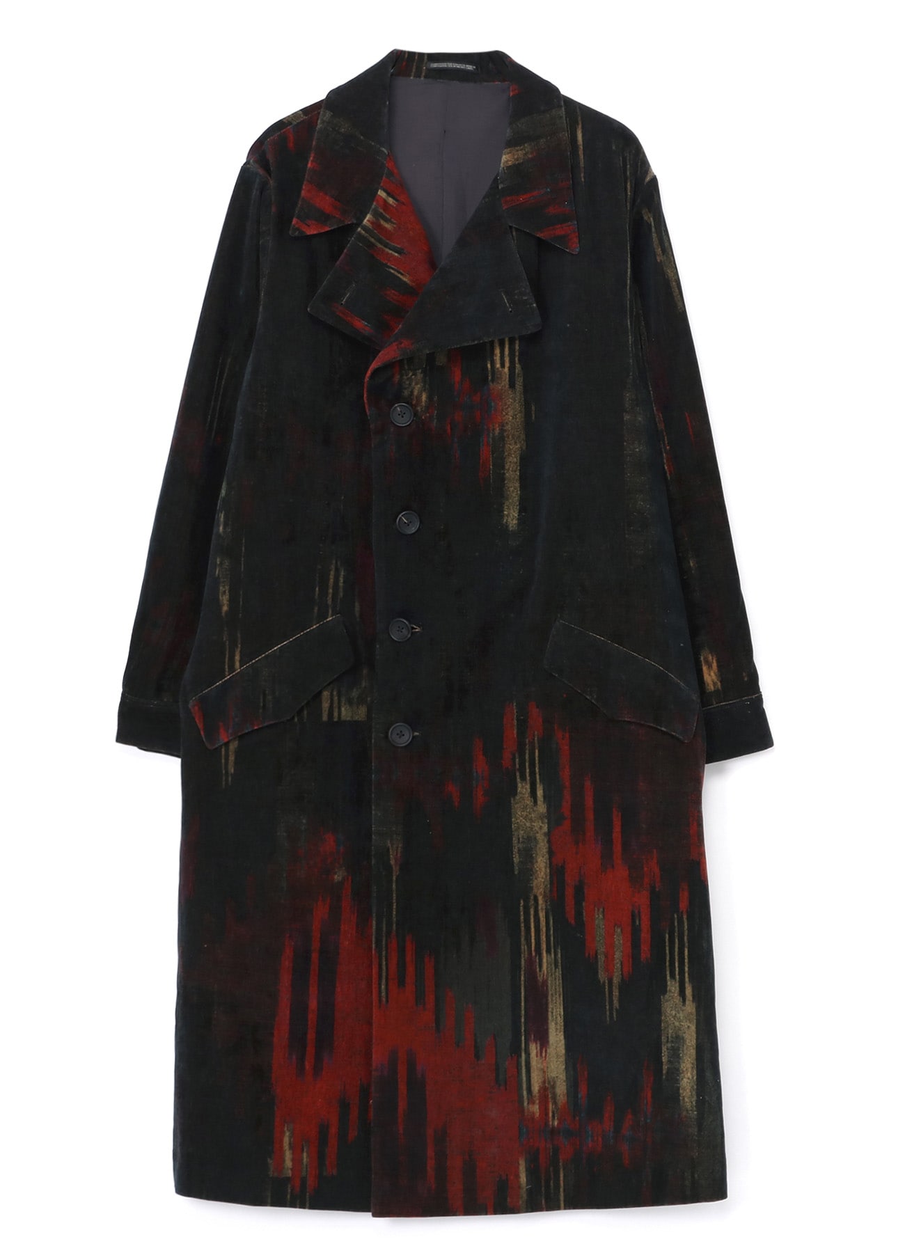 BLACK, RED AND GREEN ABSTRACT PRINT COAT