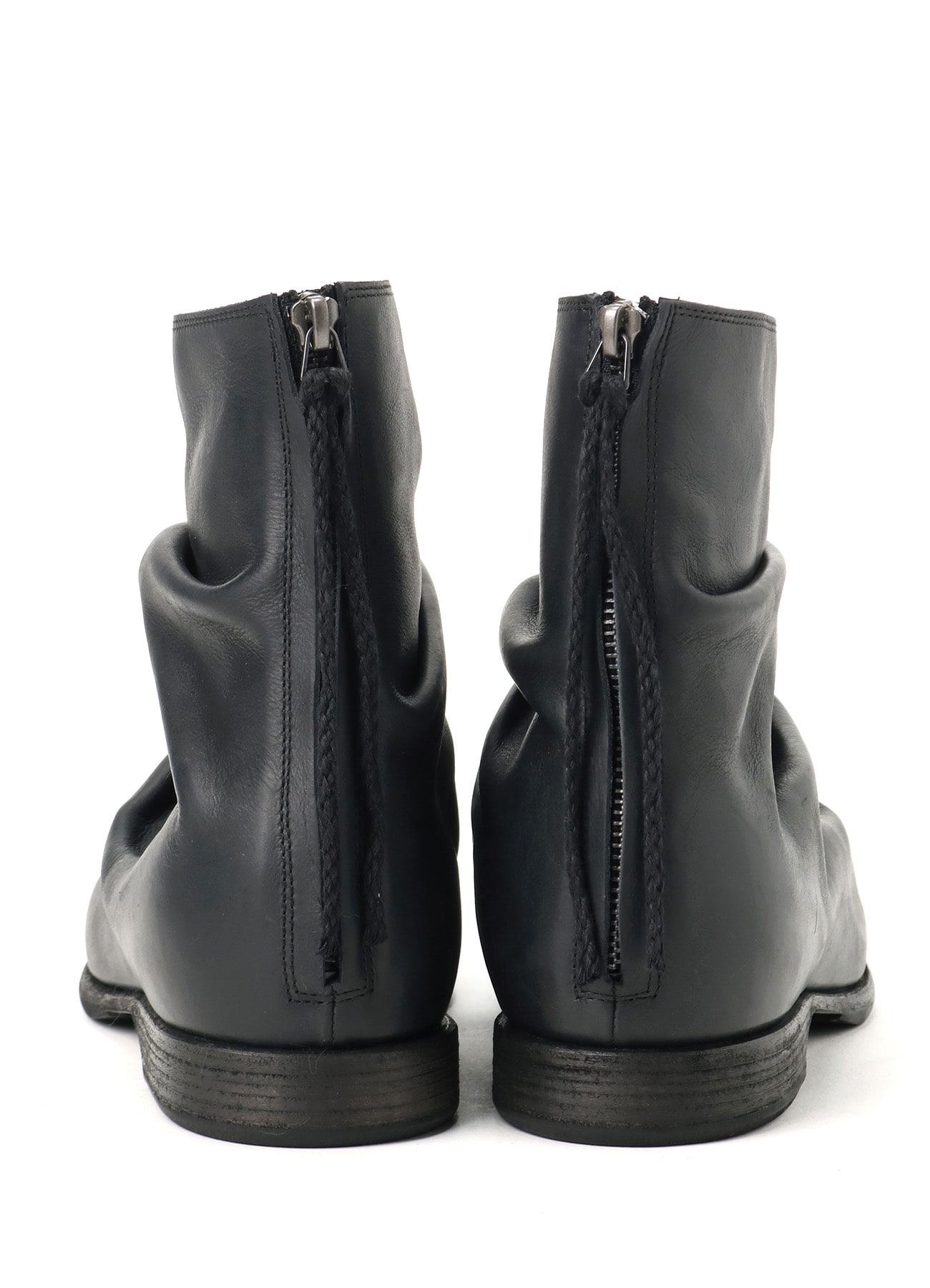 TUMBLED COWHIDE LEATHER CROPPED BOOTS(US 6 Black): Vintage｜THE 