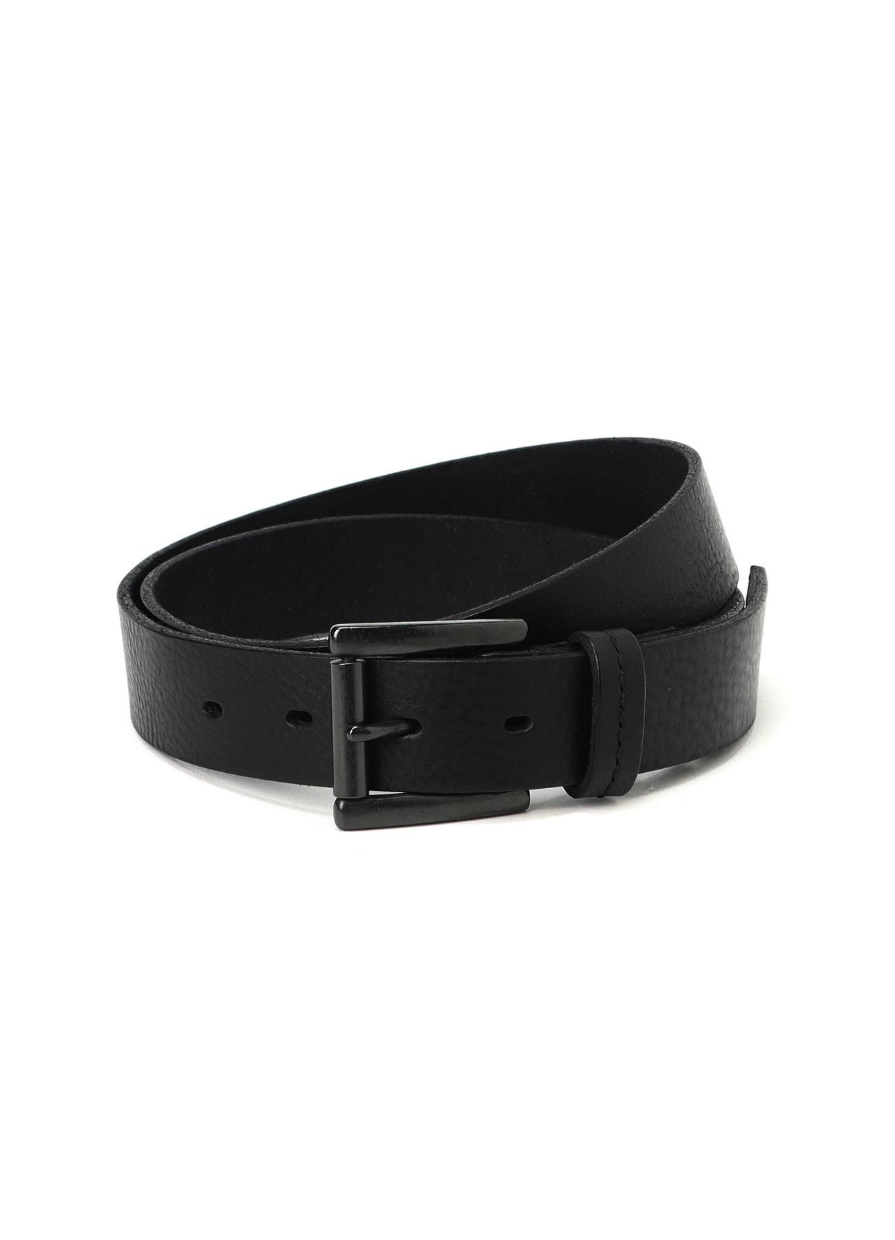 30MM MATTE OILED LEATHER BELT(S Black): Yohji Yamamoto POUR HOMME