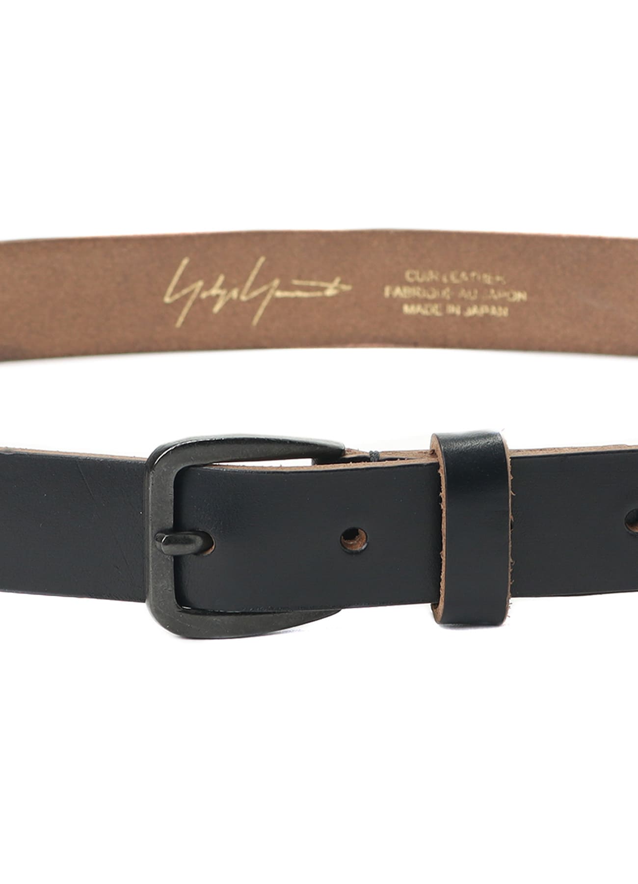 25MM HORWEEN OILED LEATHER BELT(S Black): Yohji Yamamoto POUR 
