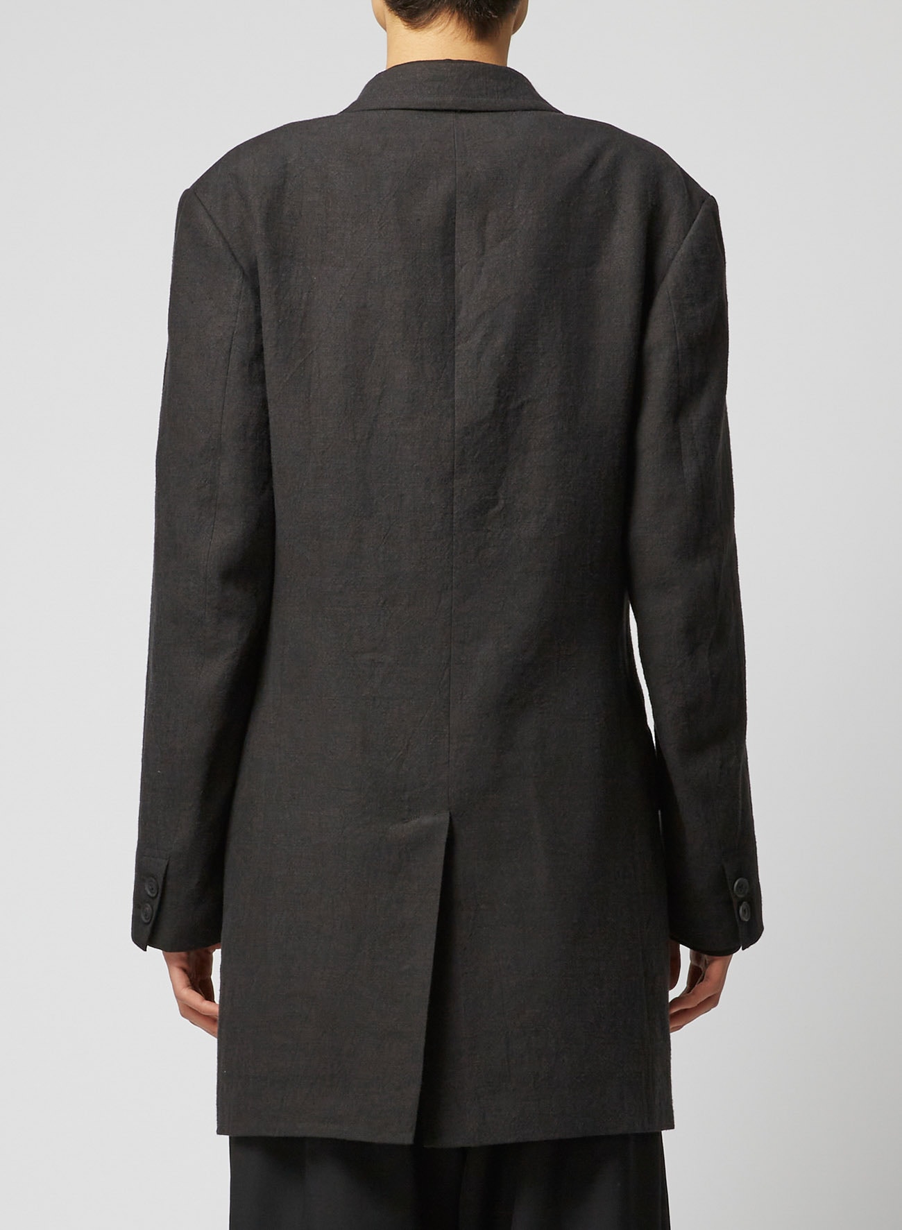 FLAX WOOL CLOTH SIDE BUTTON JACKET