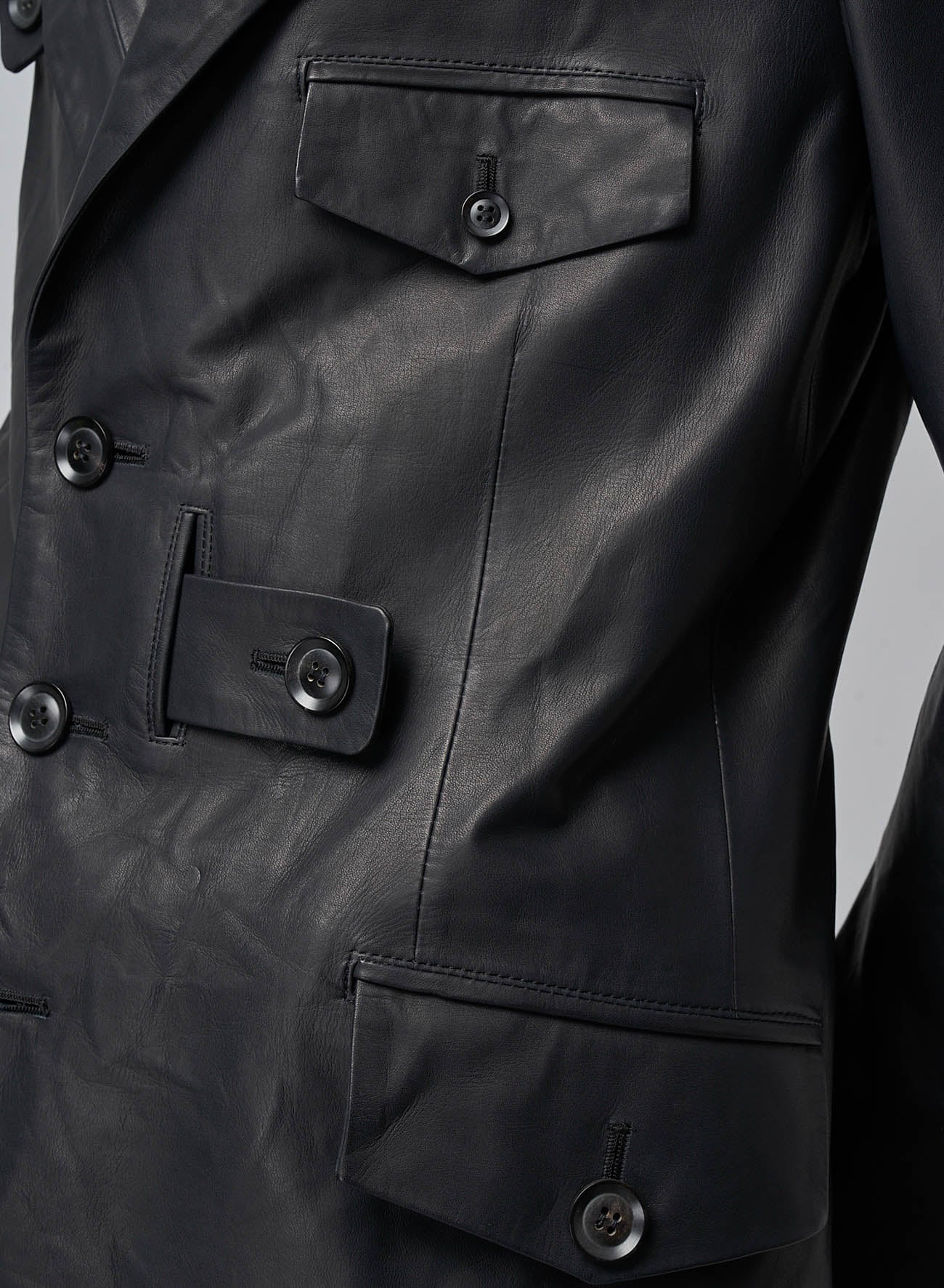 LEATHER SUIT JACKET WITH TAB DETAILS